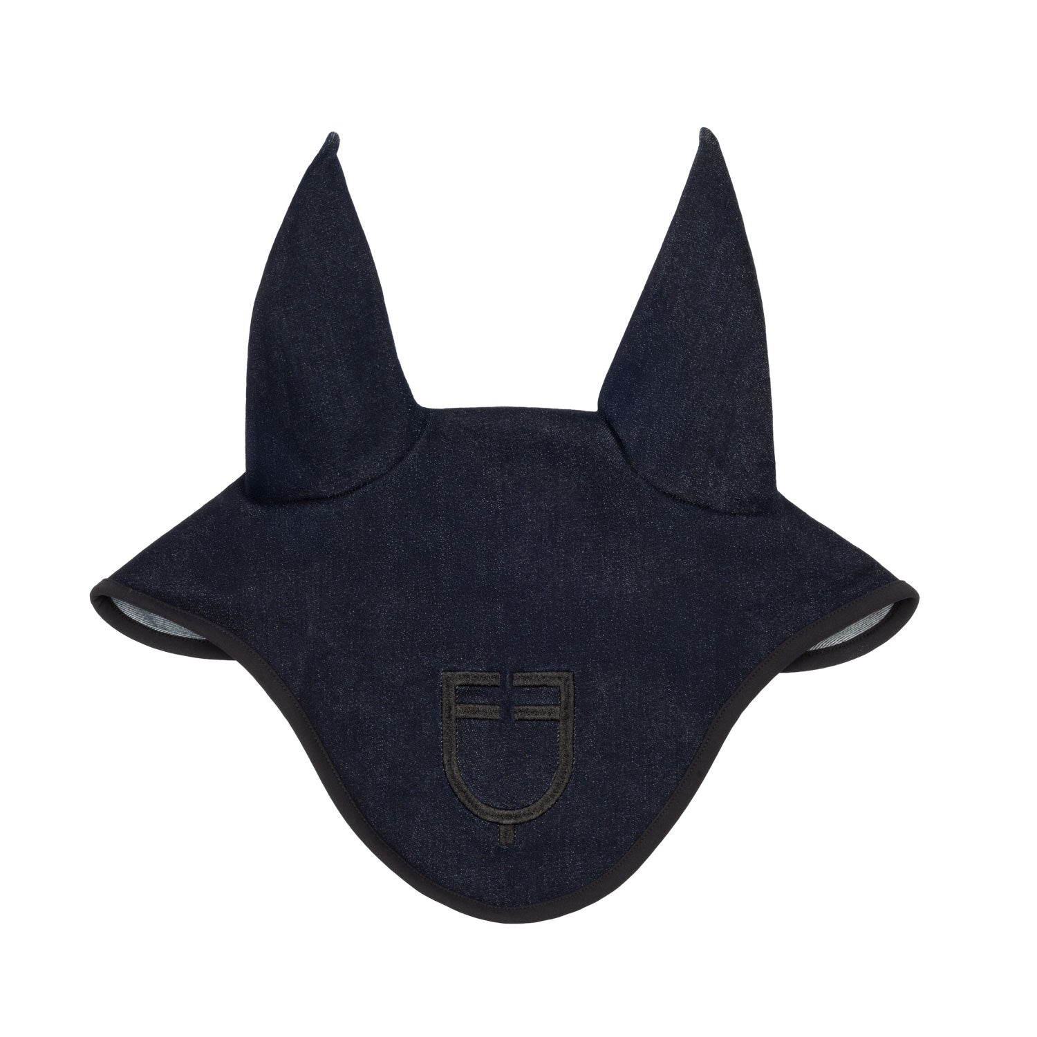 Equestro Cuffietta in Tessuto Tecnico Effetto Denim con Logo