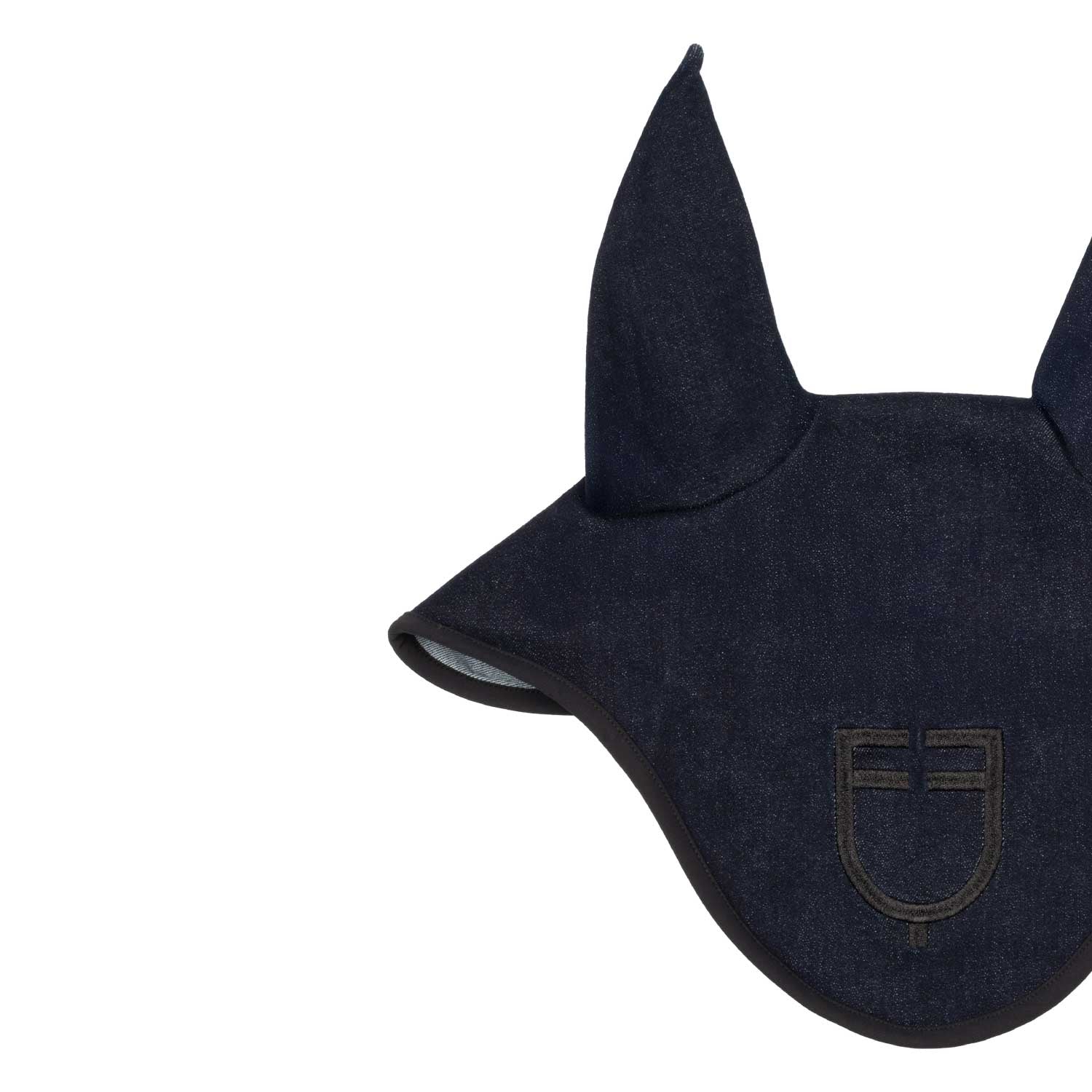 Equestro Cuffietta in Tessuto Tecnico Effetto Denim con Logo