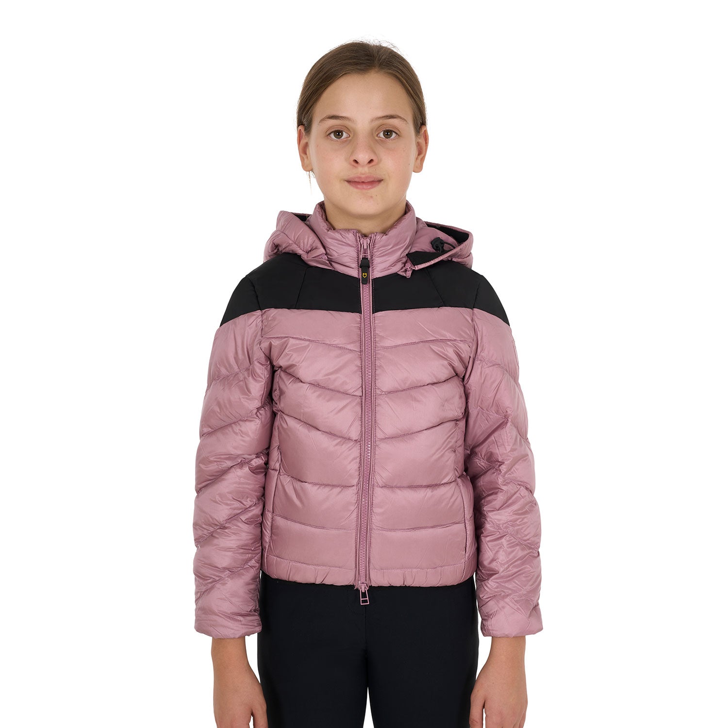 Giacca piumino Equestro slim fit da bambina con cappuccio removibile Rosa