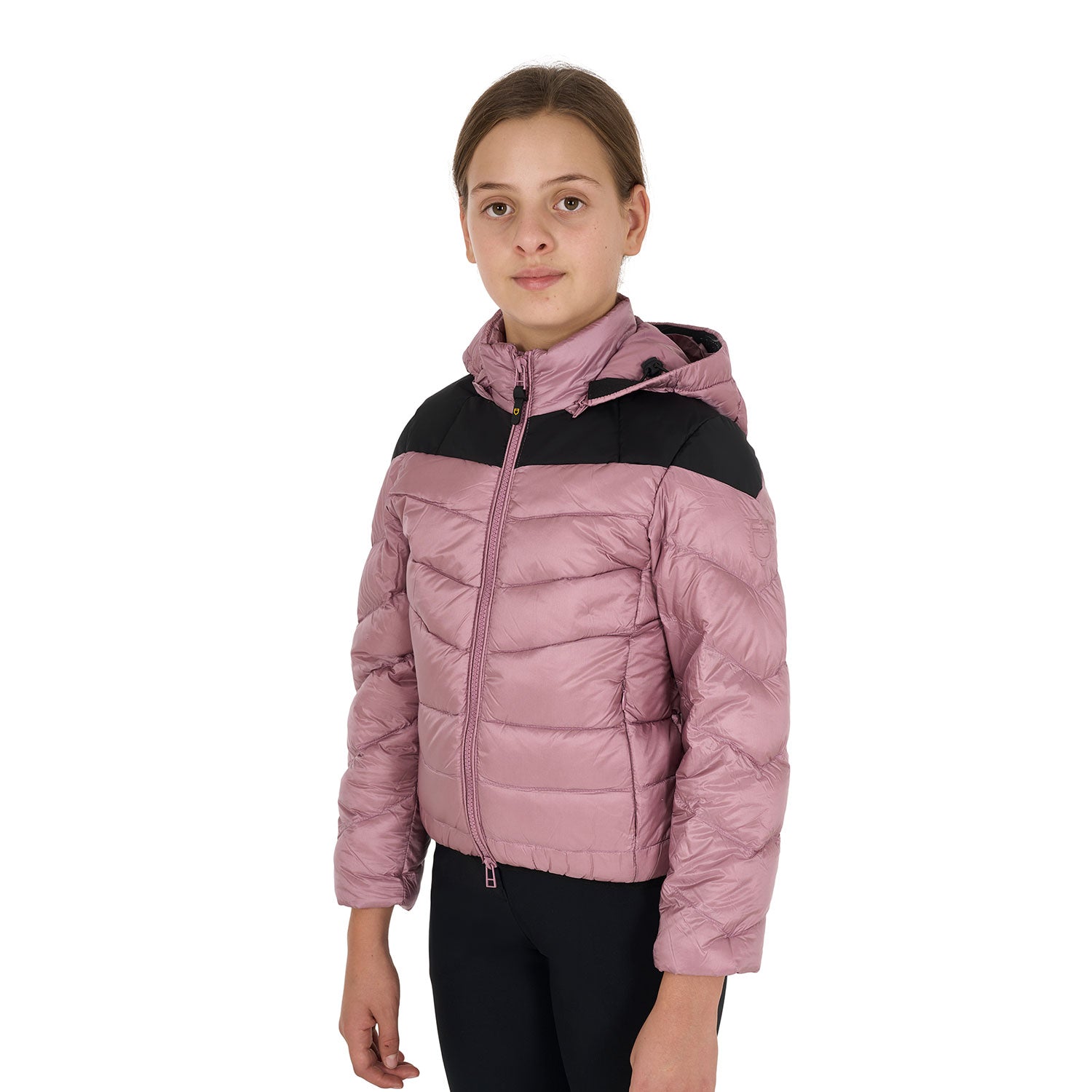 Giacca piumino Equestro slim fit da bambina con cappuccio removibile Rosa