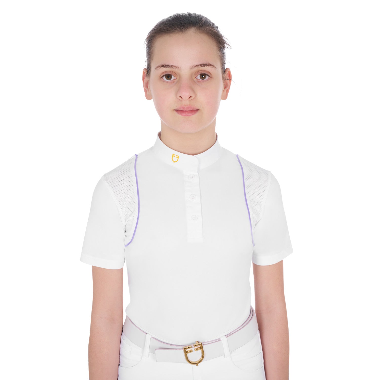 Polo bambina slim fit da concorso Equestro in tessuto tecnico