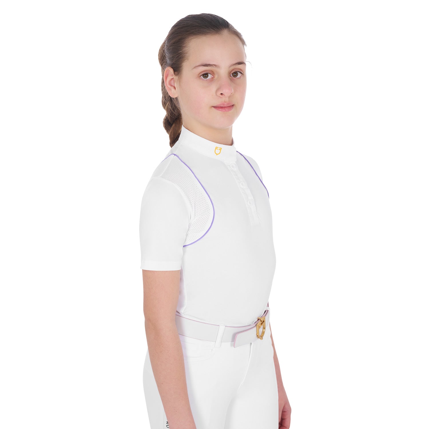 Polo bambina slim fit da concorso Equestro in tessuto tecnico