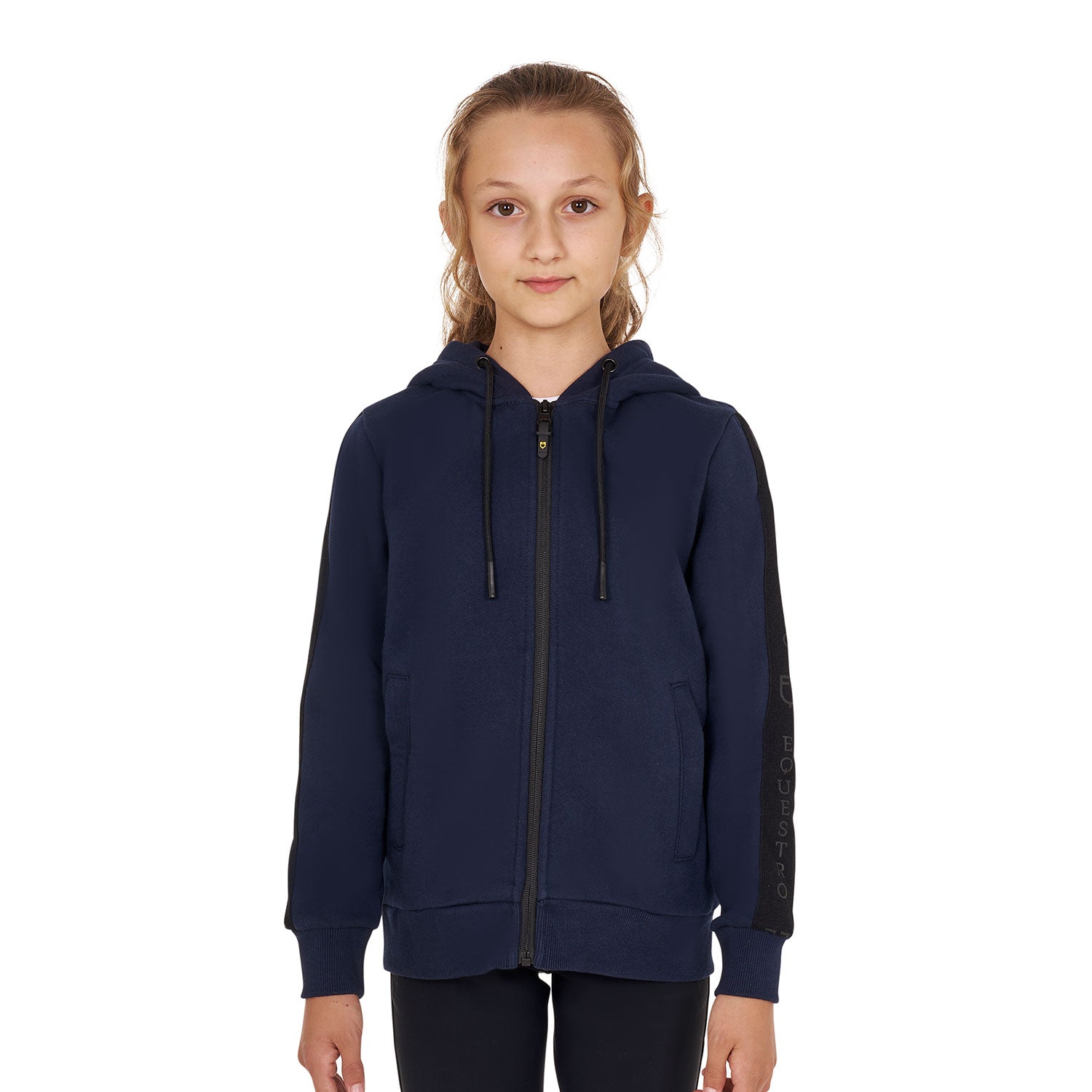 Felpa bambina Equestro full zip con pile interno