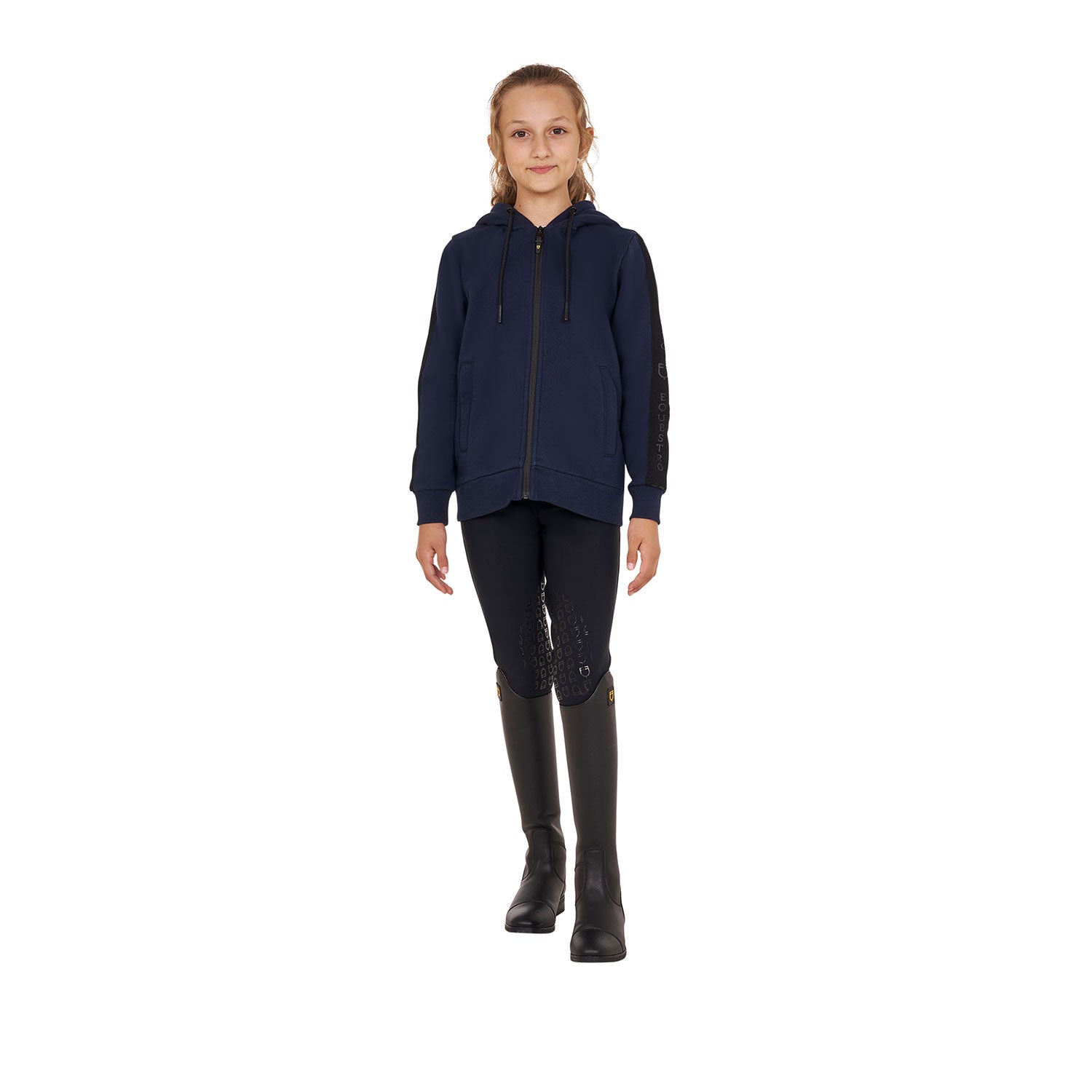 Felpa bambina Equestro full zip con pile interno