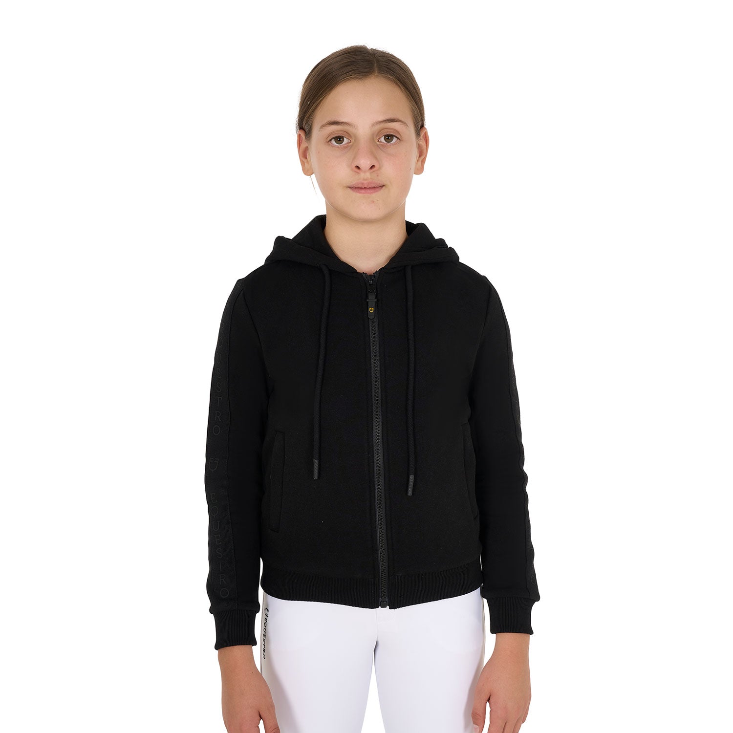 Felpa bambina Equestro full zip con pile interno