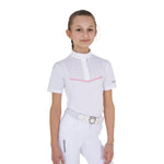 Polo concorso bambina slim fit con inserti traforati sul petto