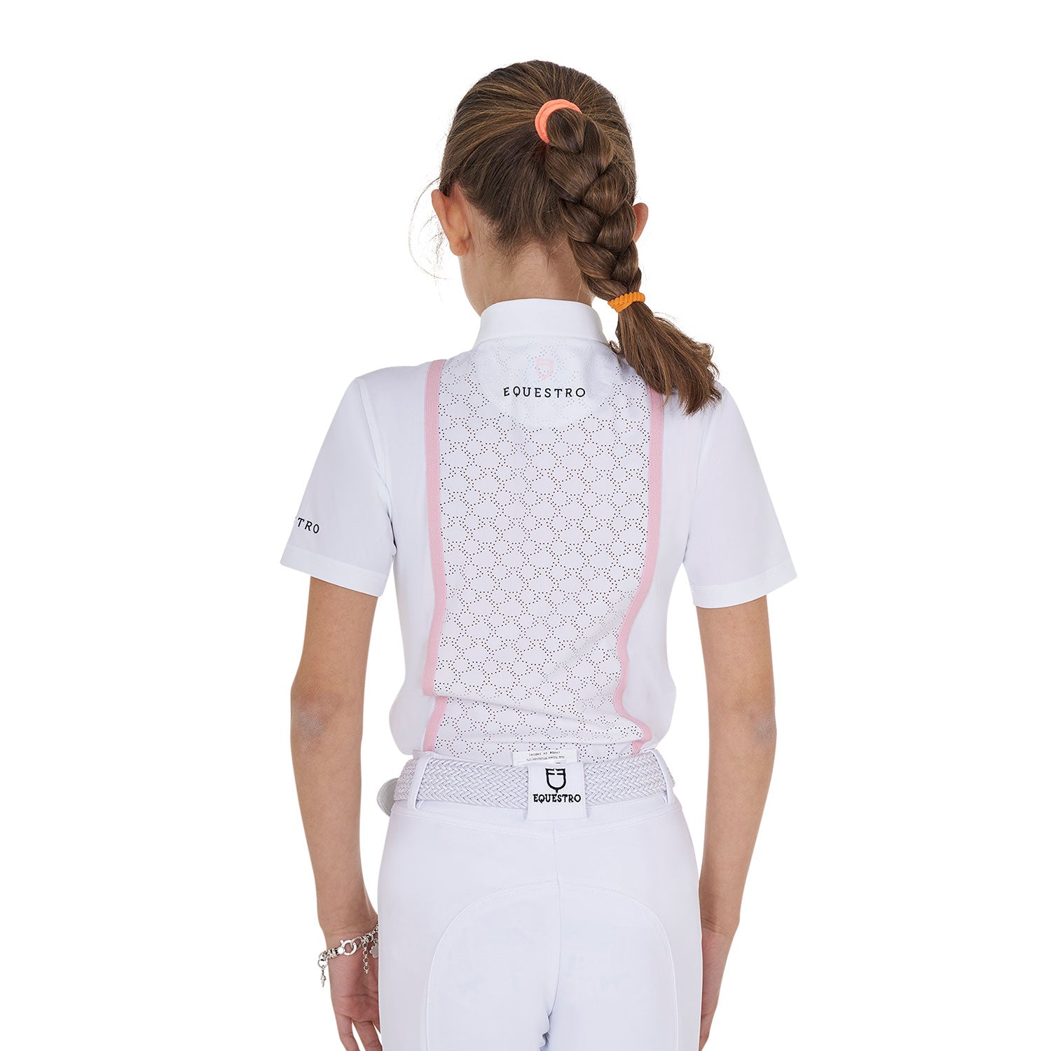 Polo concorso bambina slim fit con inserti traforati sul petto