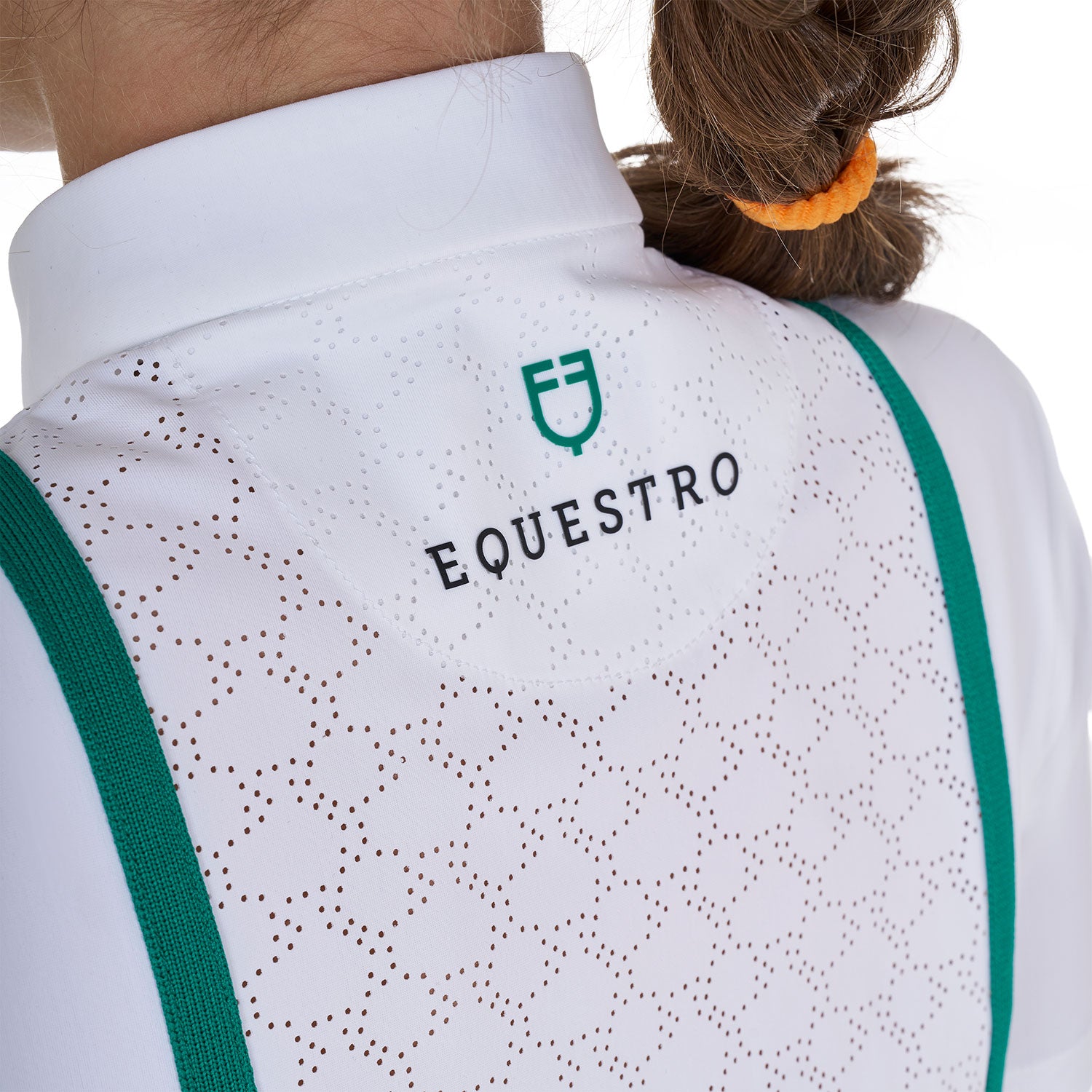 Polo concorso bambina slim fit con inserti traforati sul petto