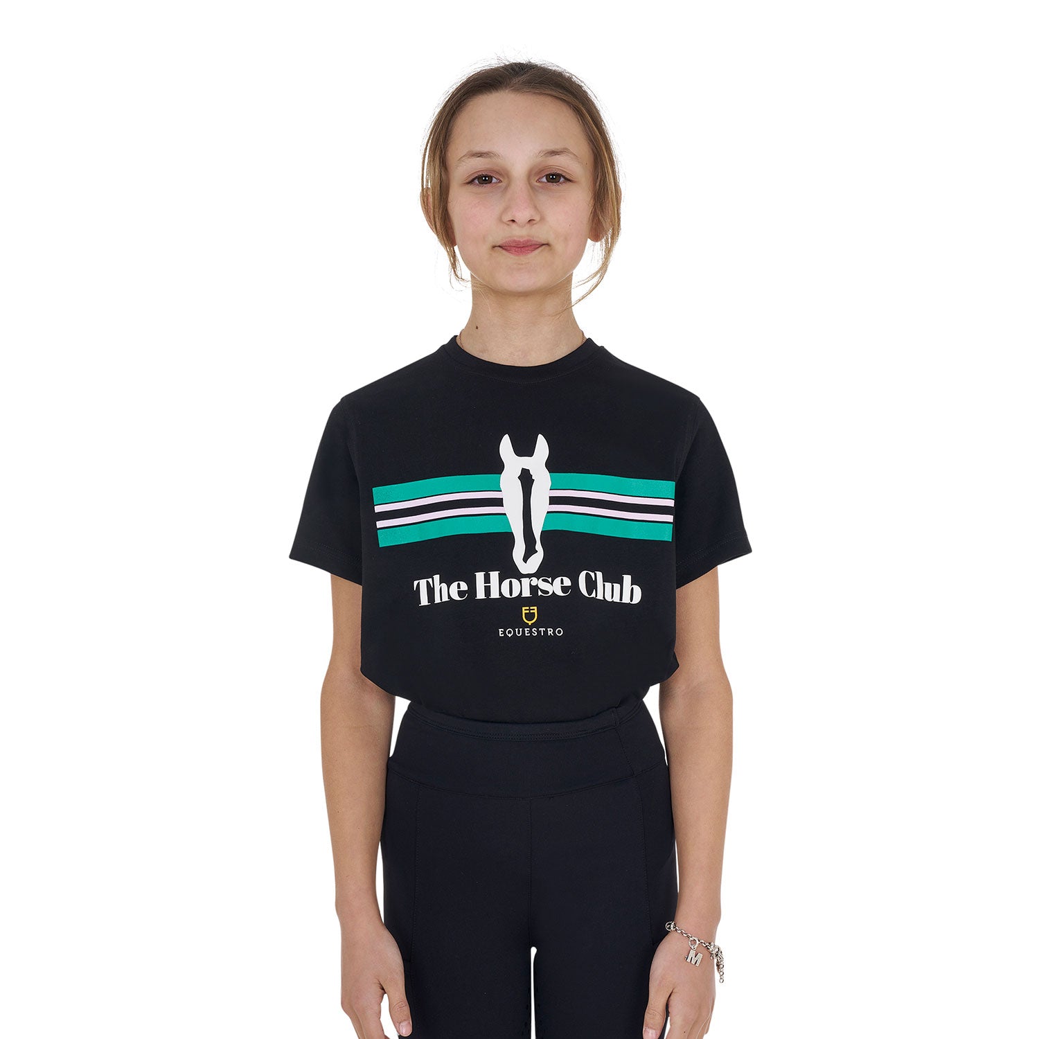 T-shirt bambina Stripe Horse Club in cotone