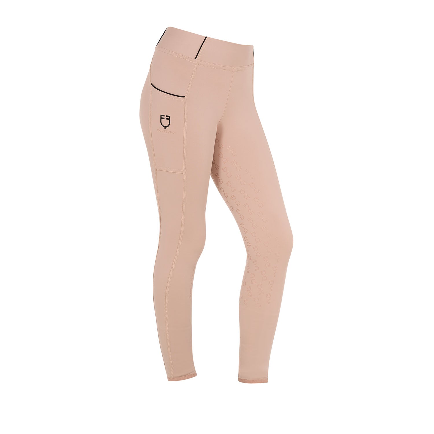 Leggins bambina slim fit con grip siliconato e logo Equestro