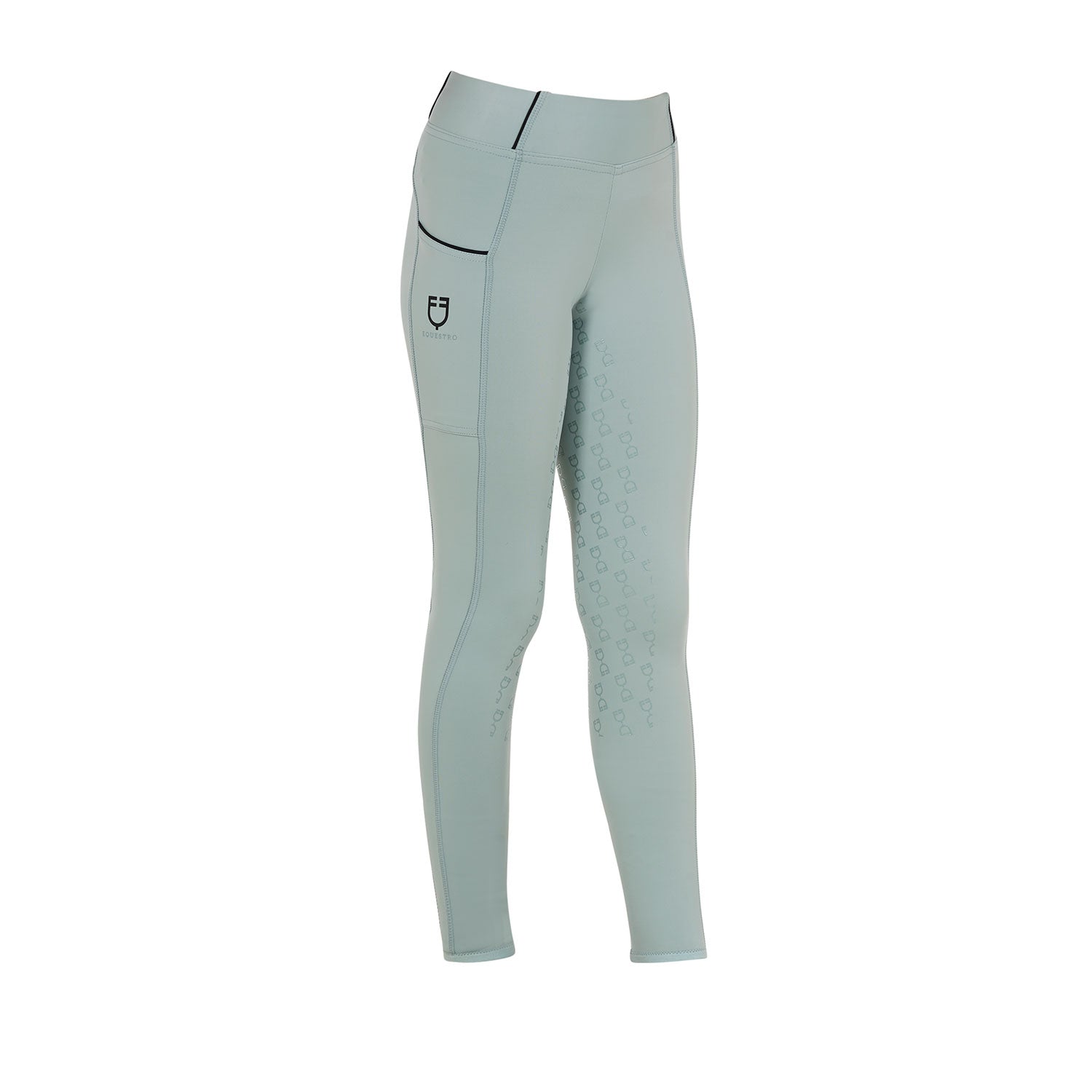 Leggins bambina slim fit con grip siliconato e logo Equestro