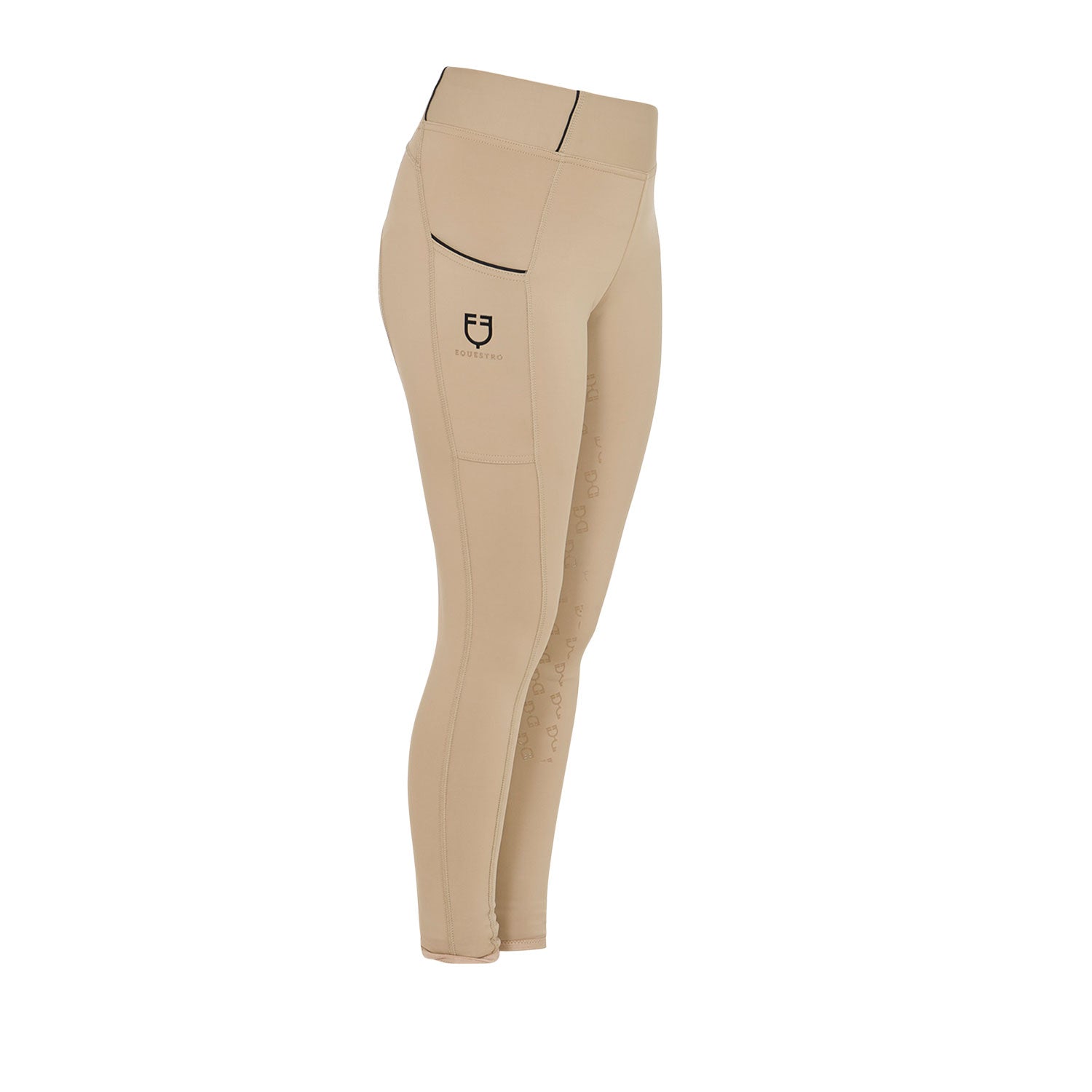 Leggins bambina slim fit con grip siliconato e logo Equestro