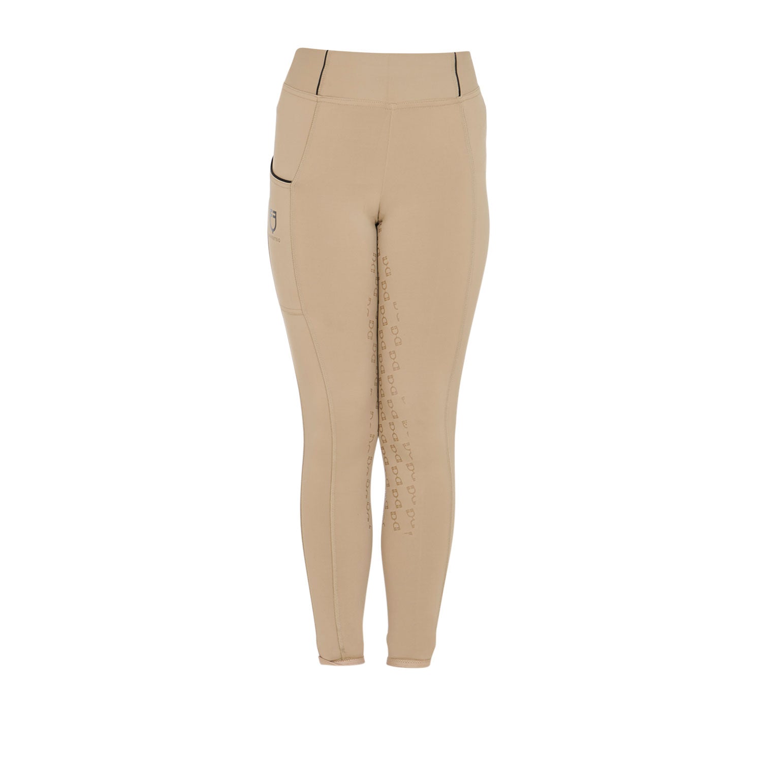 Leggins bambina slim fit con grip siliconato e logo Equestro