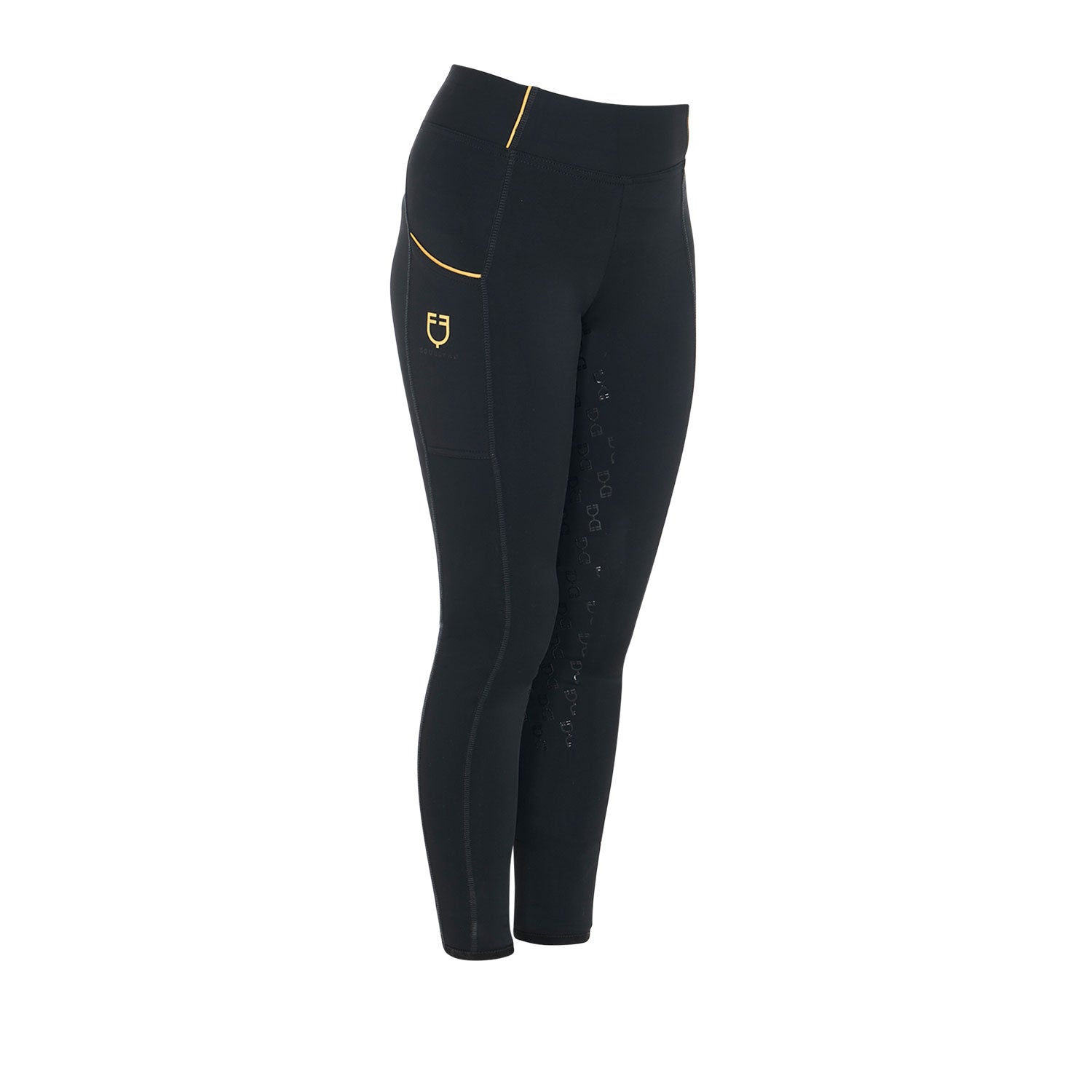 Leggins bambina slim fit con grip siliconato e logo Equestro