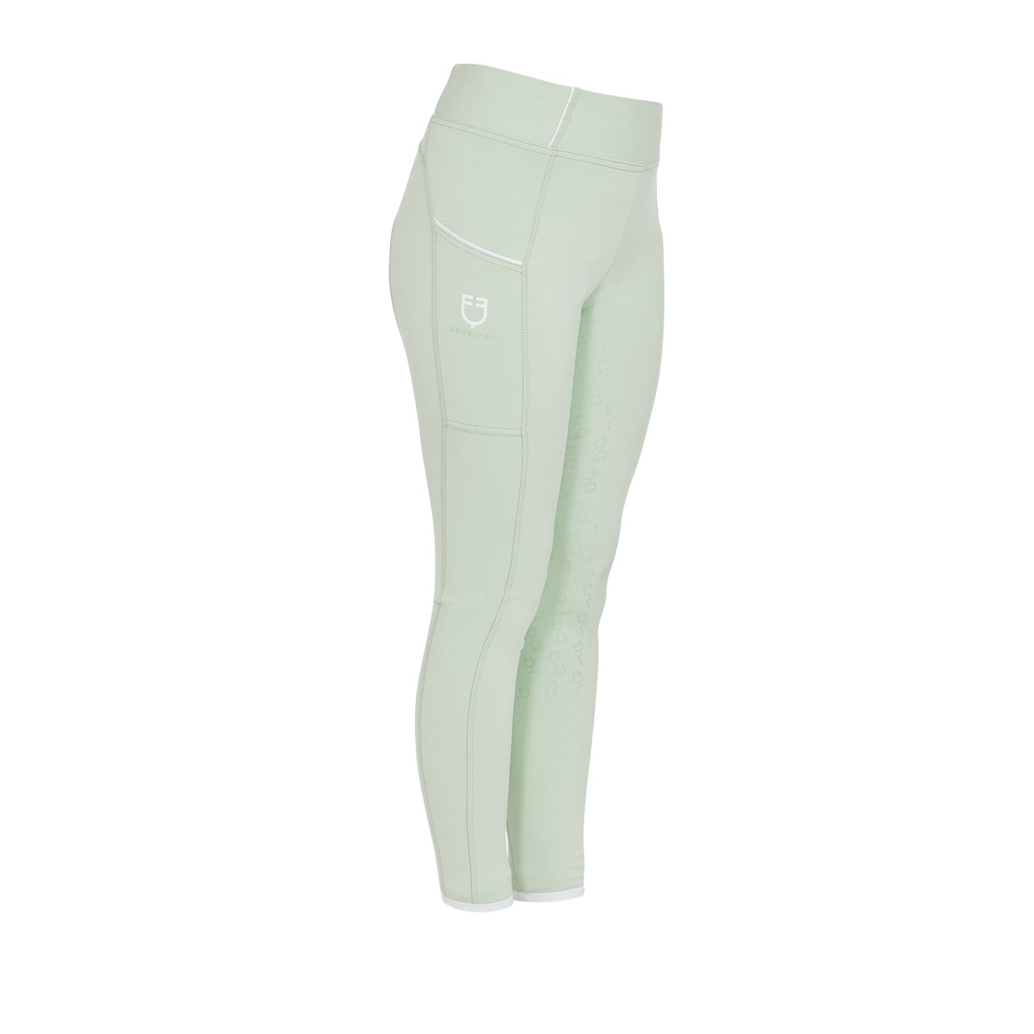 Leggins bambina slim fit con grip siliconato e logo Equestro