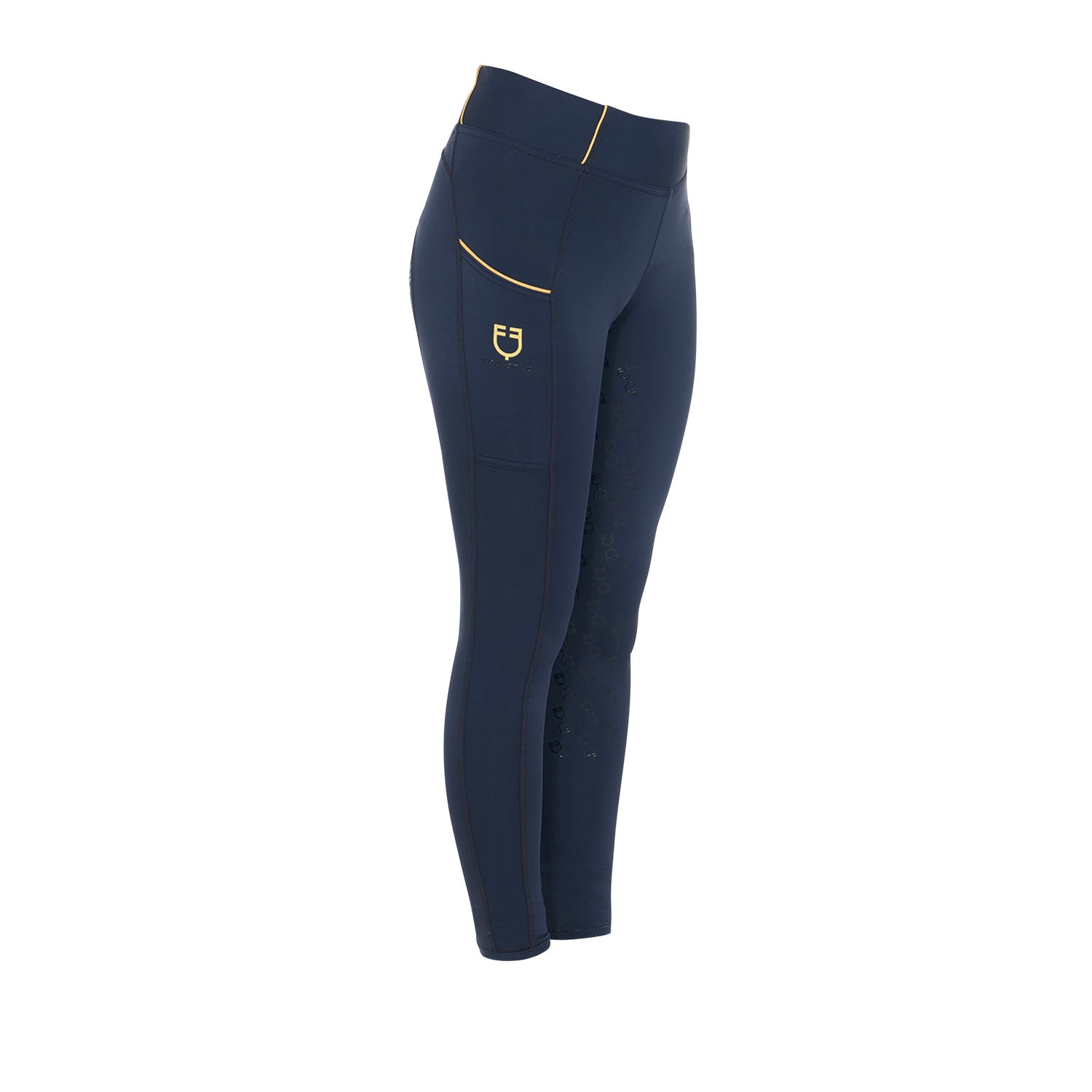 Leggins bambina slim fit con grip siliconato e logo Equestro