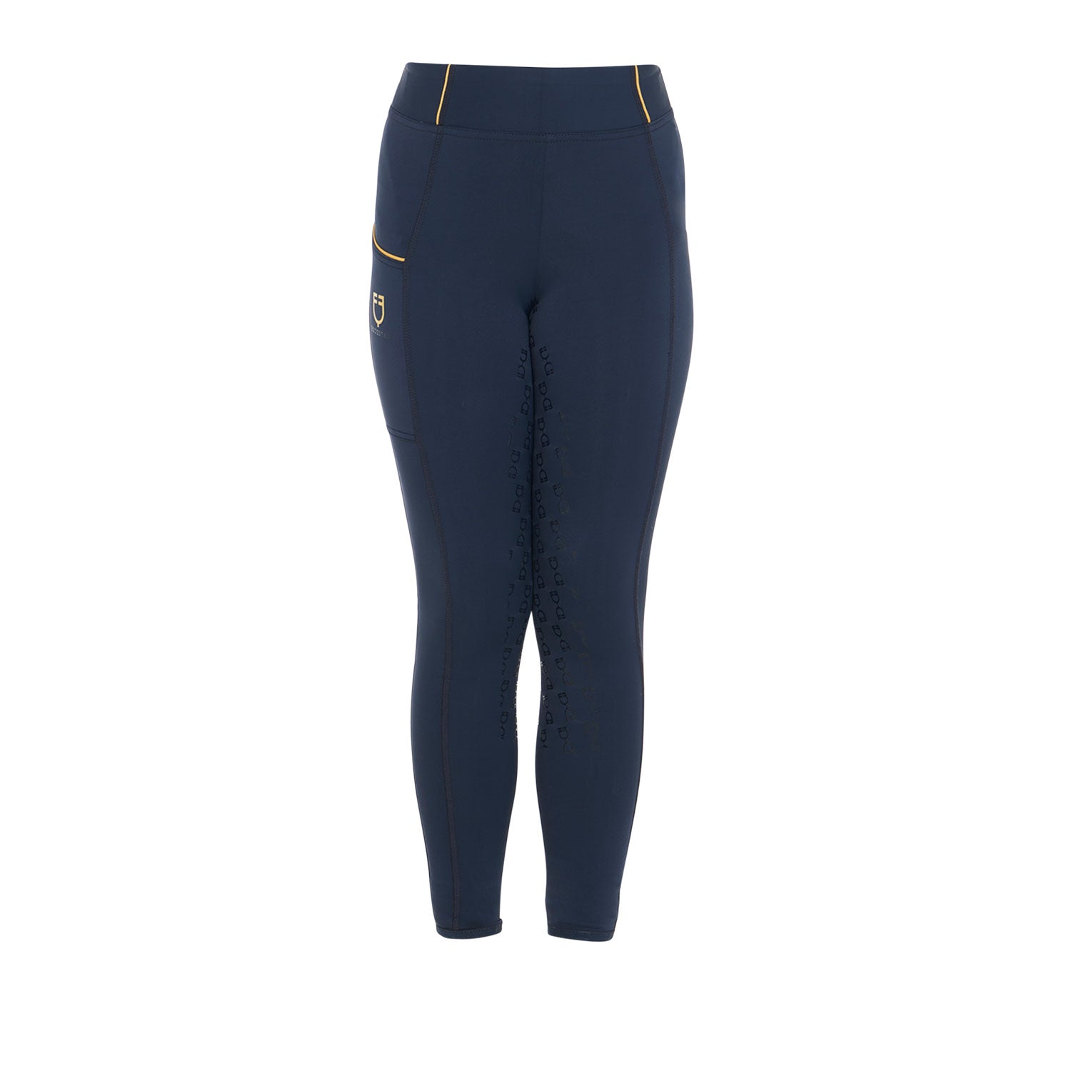 Leggins bambina slim fit con grip siliconato e logo Equestro