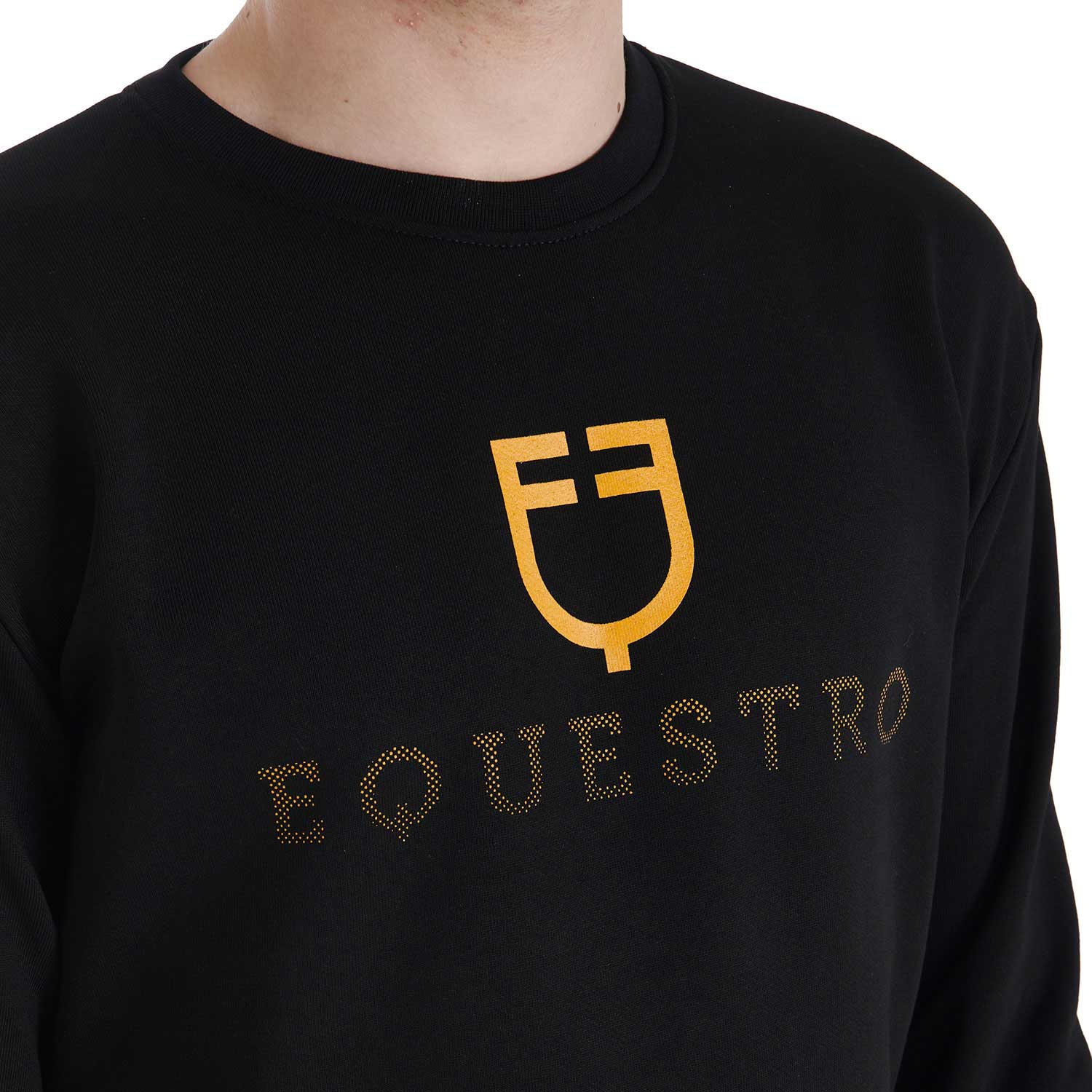 Felpa da uomo girocollo in cotone Equestro con logo centrale