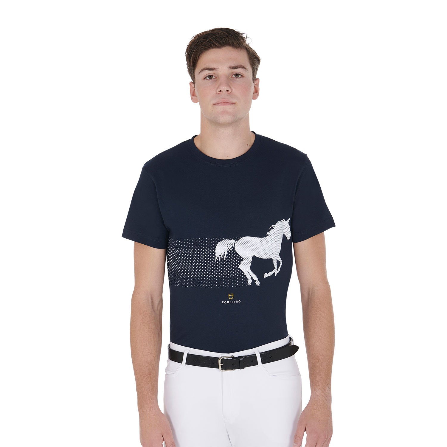 T-shirt uomo slim fit in cotone a mezza manica Equestro con cavallo che galoppa