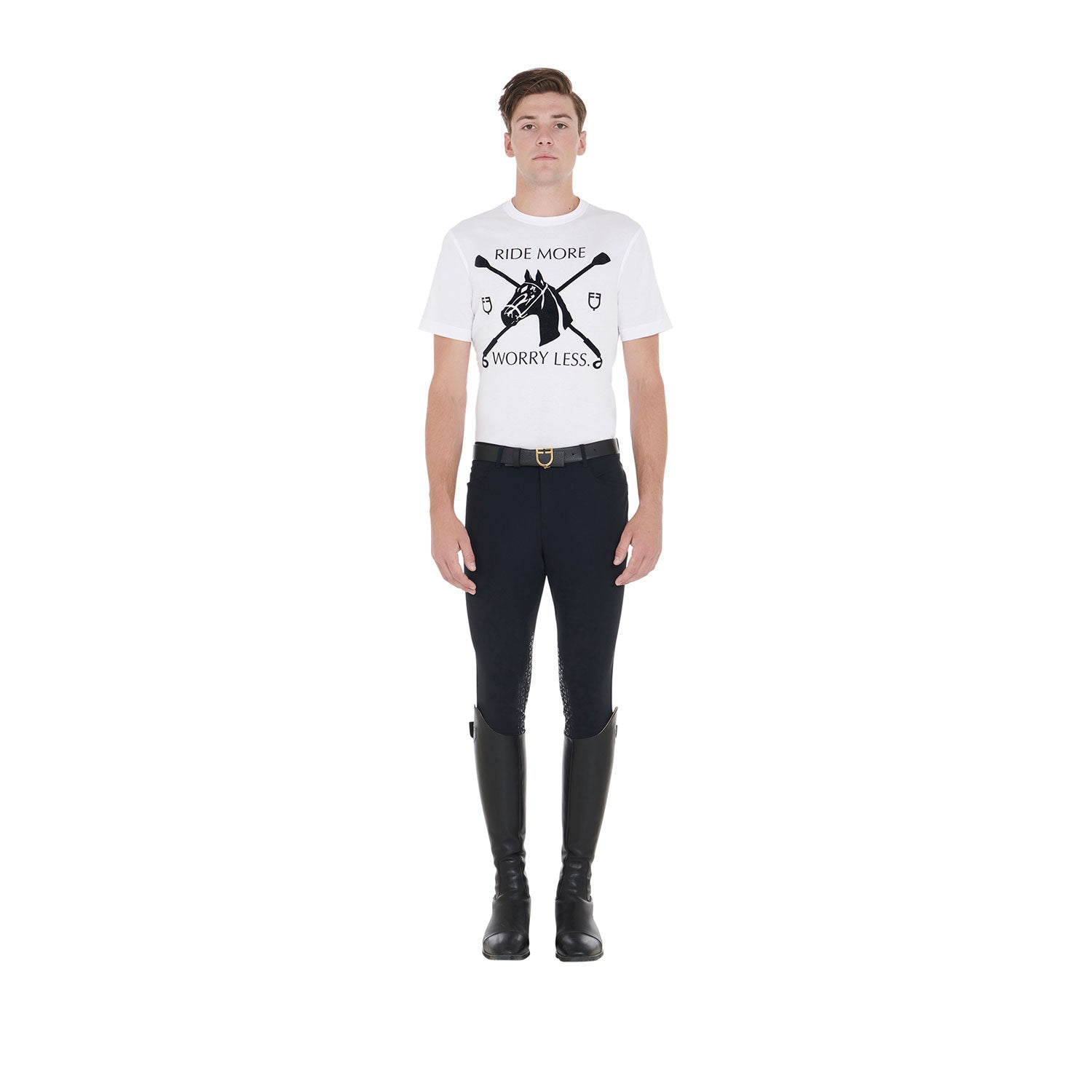 Equestro T Shirt Uomo Slim Fit con Stampa Equestre
