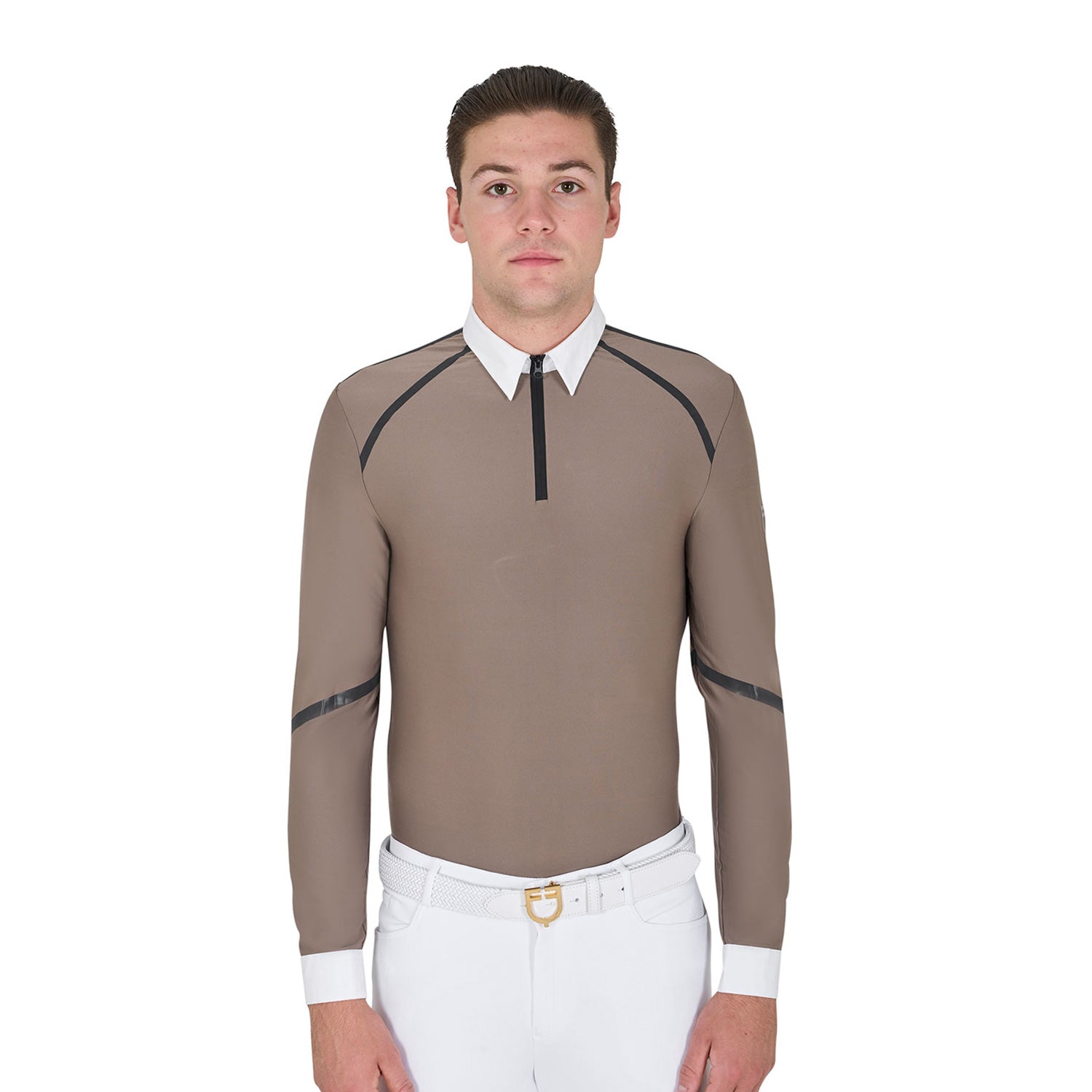 Polo uomo slim fit da concorso manica lunga Equestro