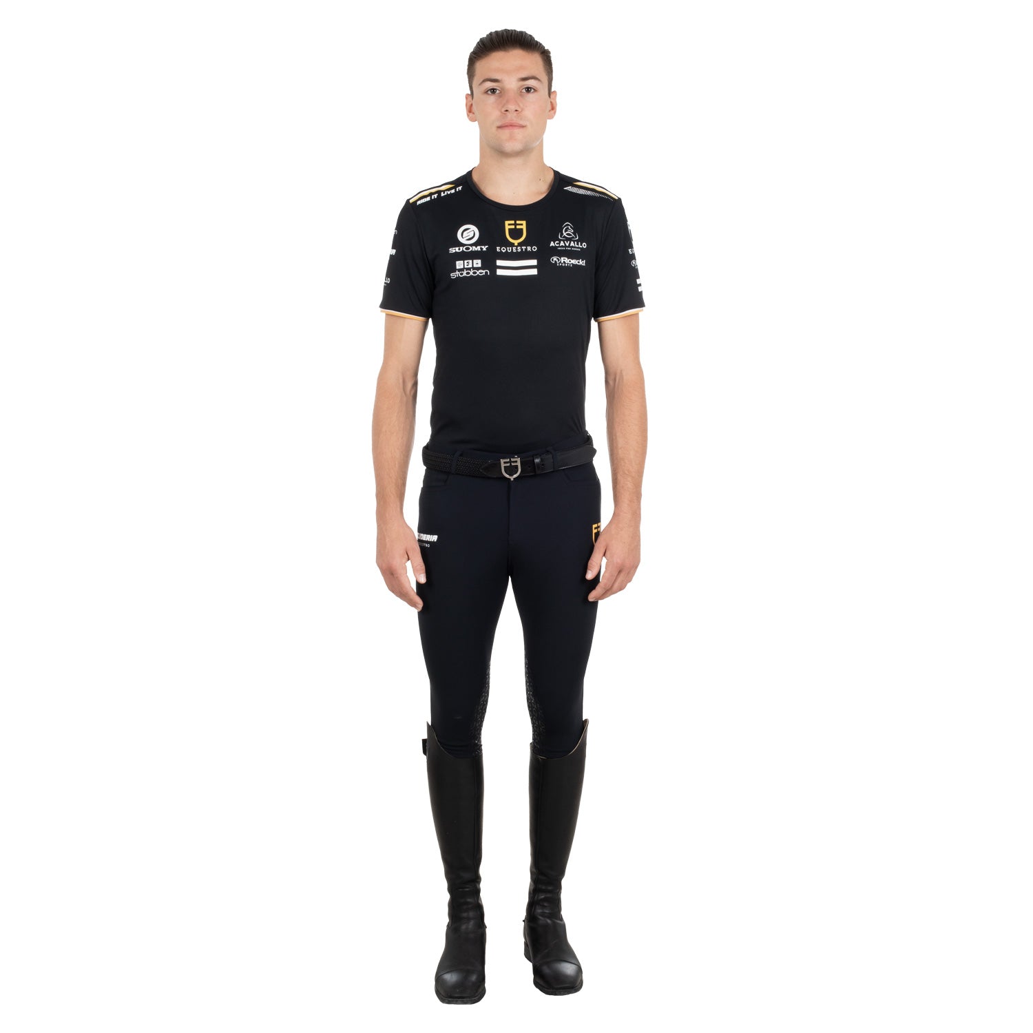 Equestro T Shirt Uomo Multilogo Tessuto Tecnico