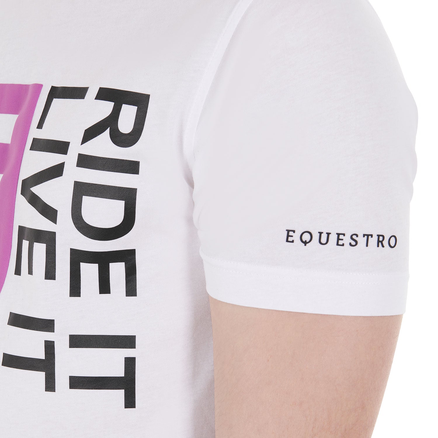 Equestro T Shirt da Uomo Slim Fit con Logo Ride It Live