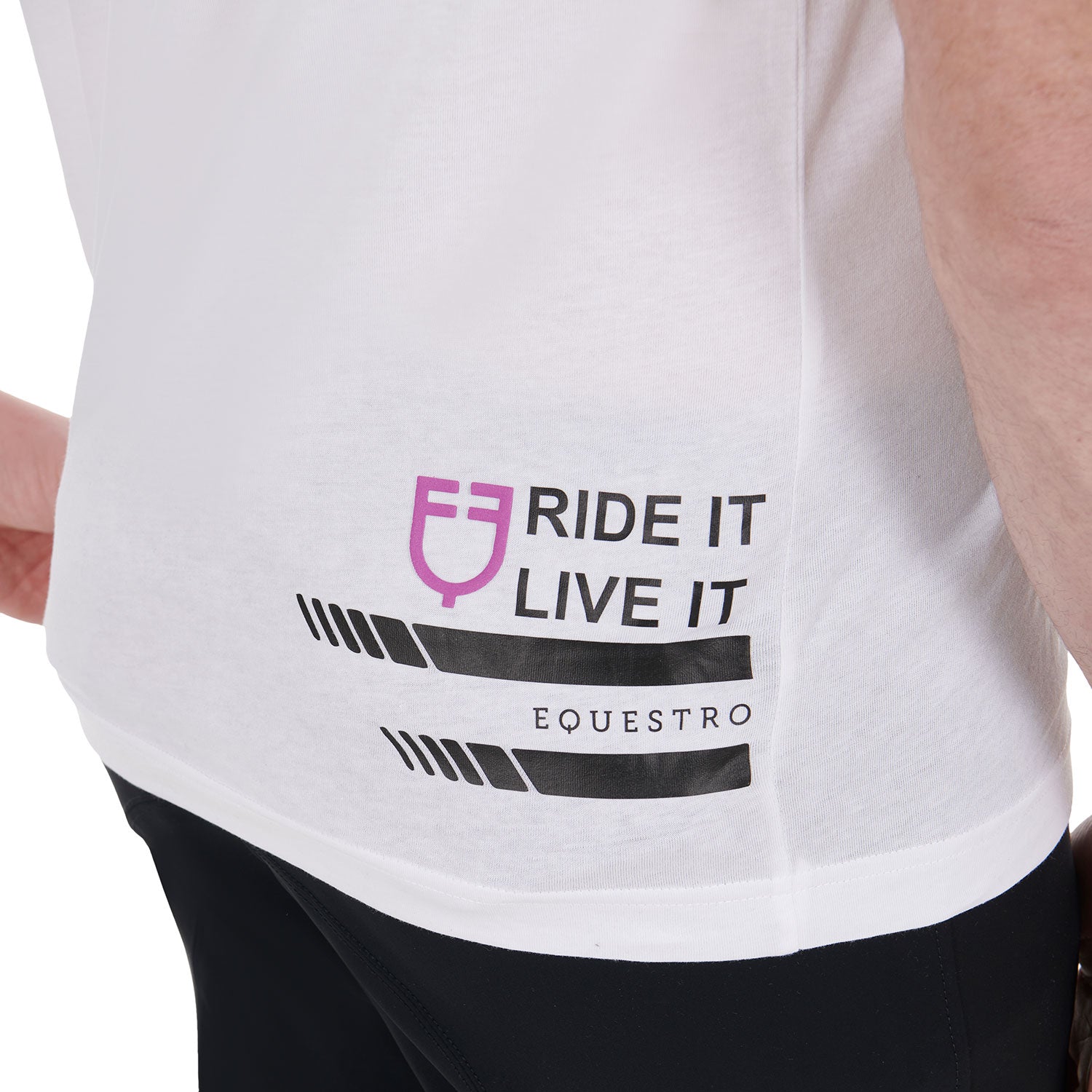 Equestro T Shirt da Uomo Slim Fit con Logo Ride It Live