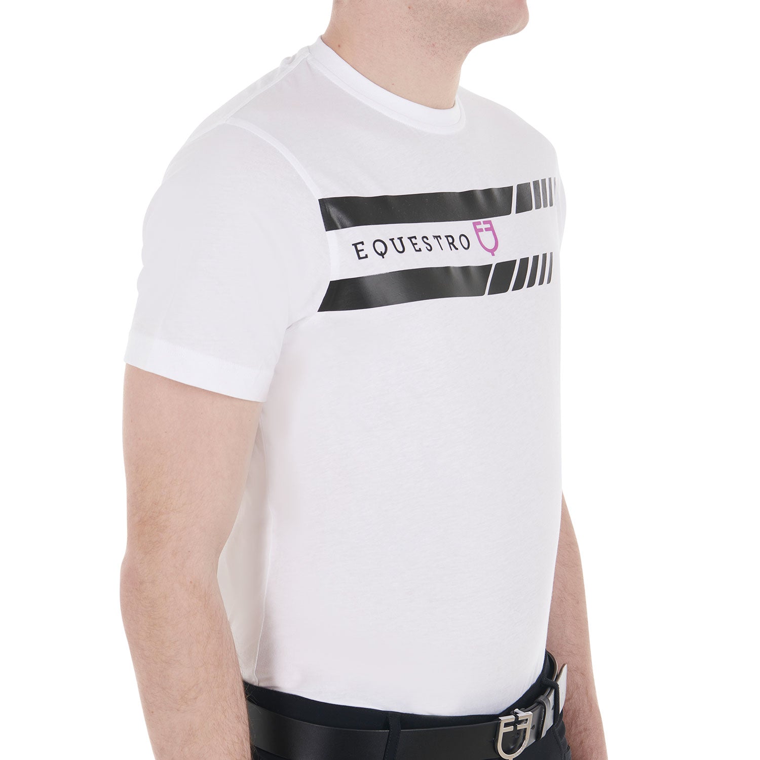 Equestro T Shirt da Uomo Slim Fit con Logo Viola e Dettagli Neri