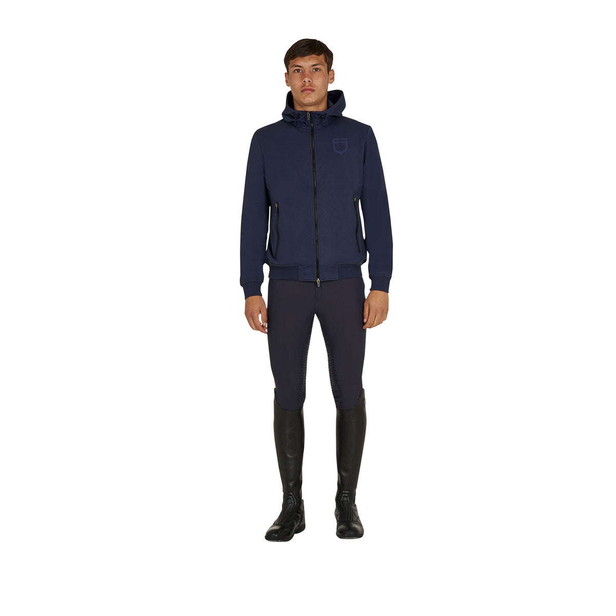 Equestro Felpa Uomo con Cappuccio Regolabile e Zip