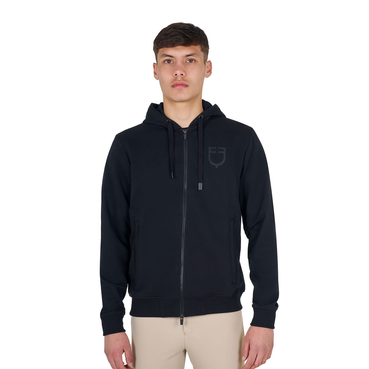 Equestro Felpa Uomo con Cappuccio Regolabile e Zip