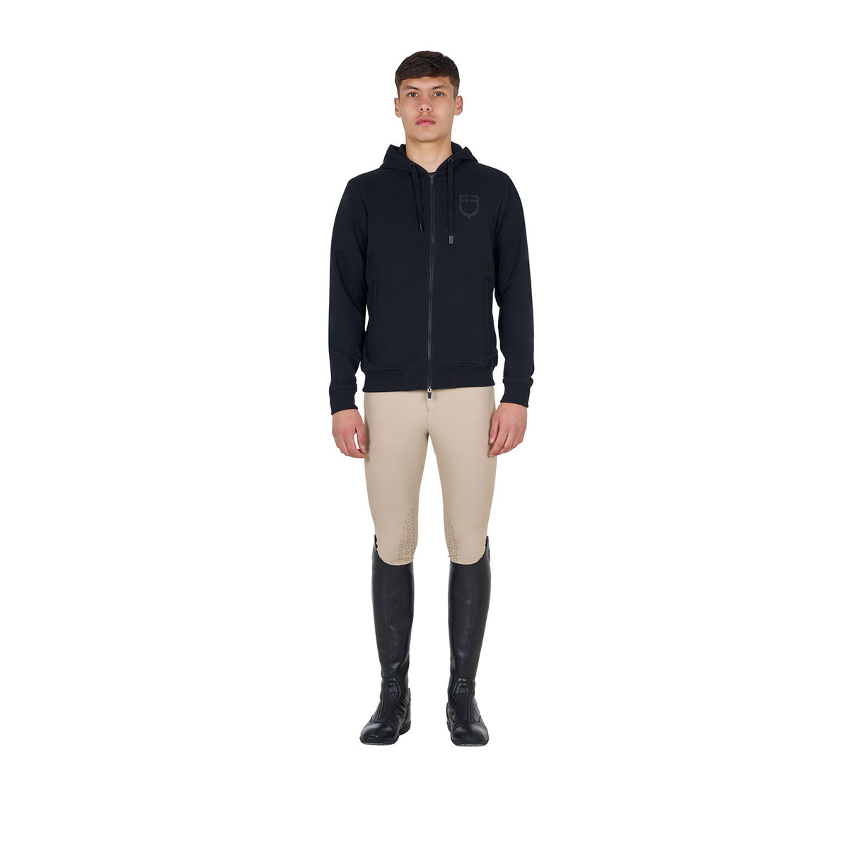 Equestro Felpa Uomo con Cappuccio Regolabile e Zip