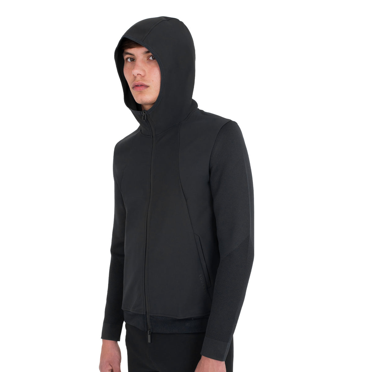 Equestro Felpa Tecnica Uomo con Cappuccio e Inserti Micro Mesh