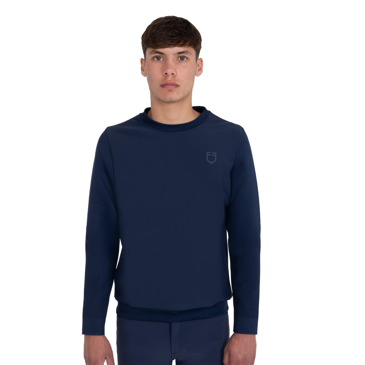 Equestro Felpa Tecnica Uomo Girocollo con Inserti Micro Mesh