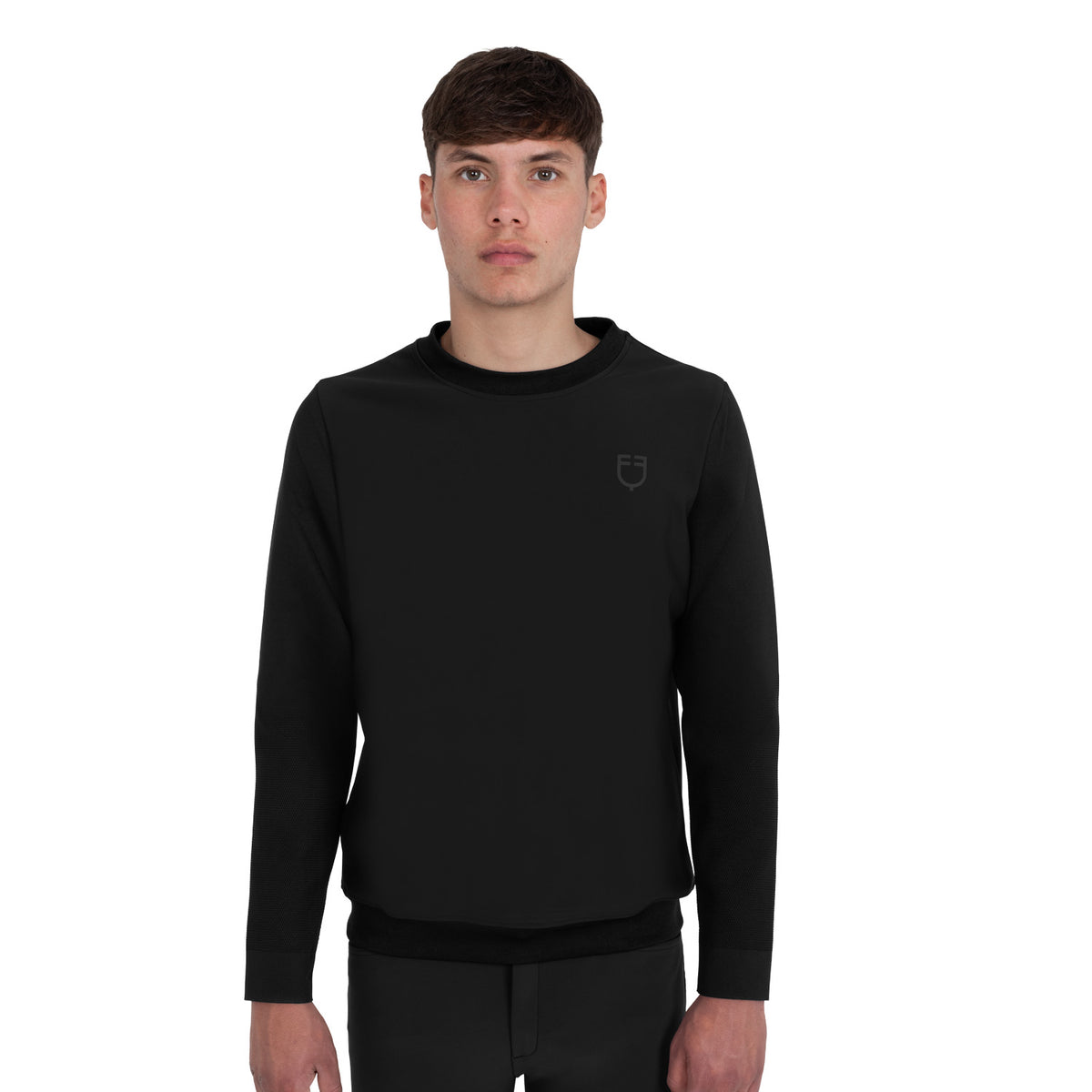 Equestro Felpa Tecnica Uomo Girocollo con Inserti Micro Mesh