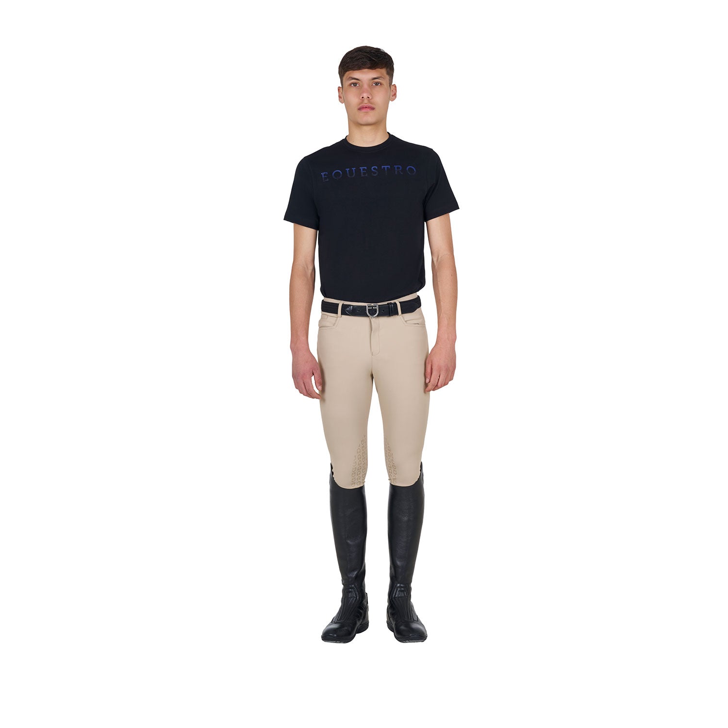 Equestro T Shirt Basic Uomo con Scritta Sul Petto
