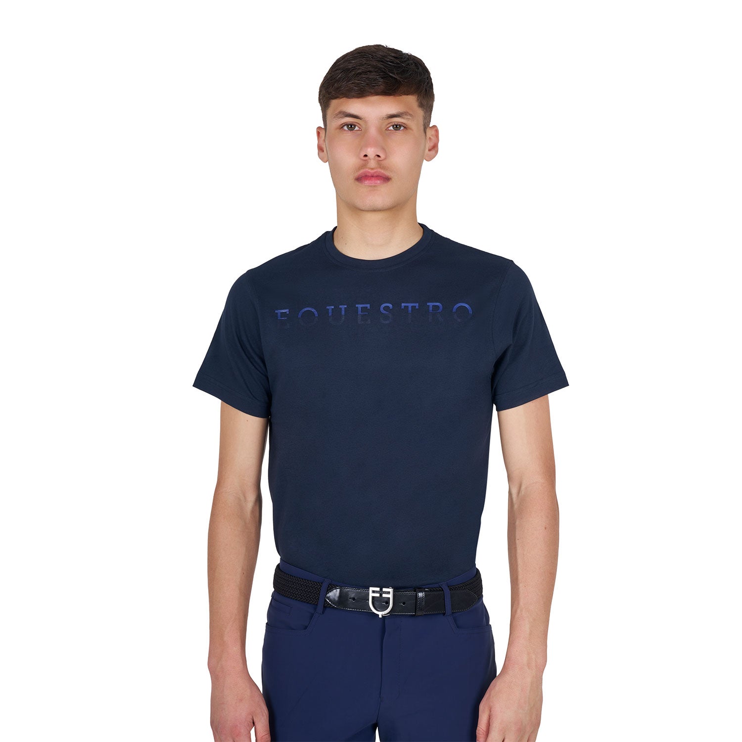 Equestro T Shirt Basic Uomo con Scritta Sul Petto