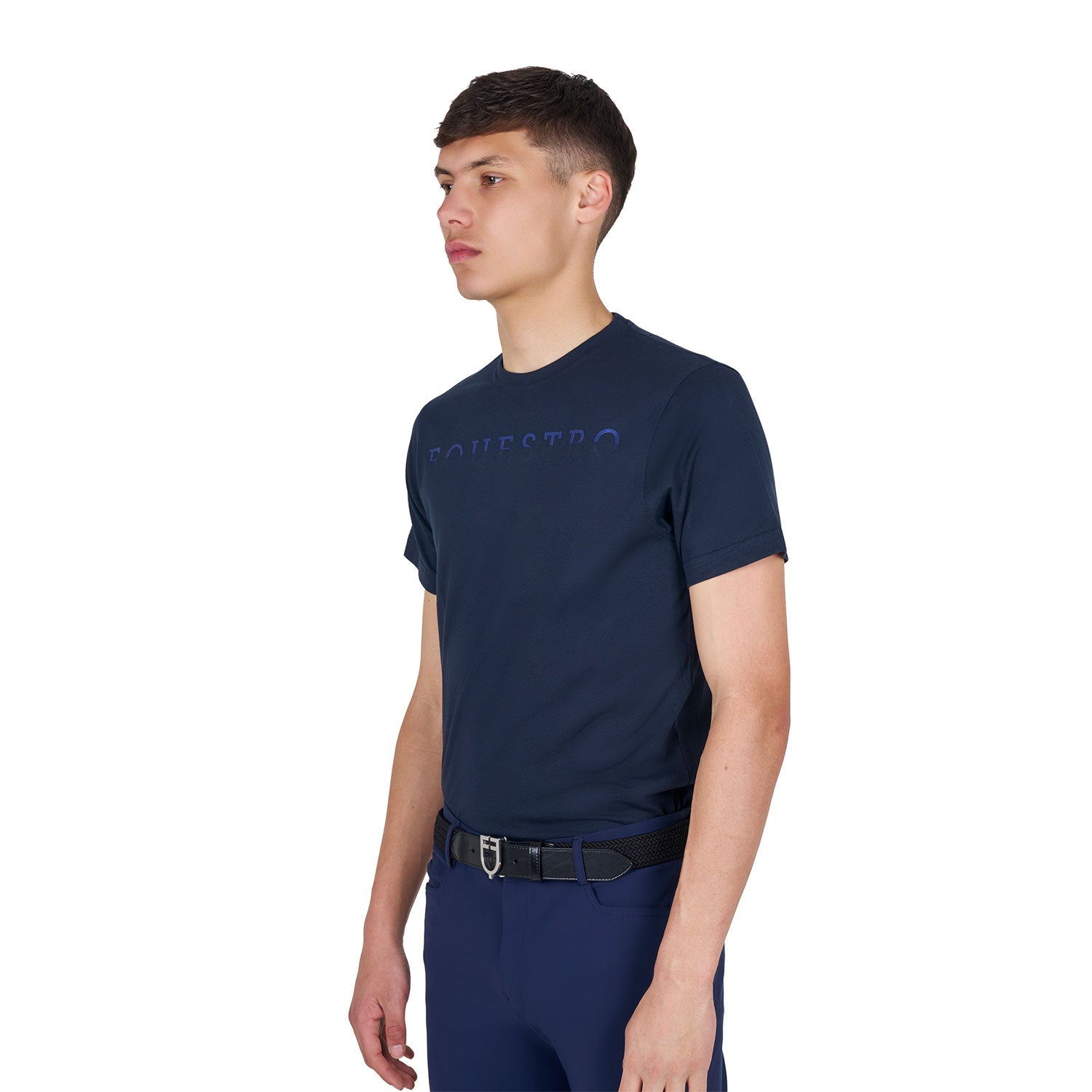 Equestro T Shirt Basic Uomo con Scritta Sul Petto