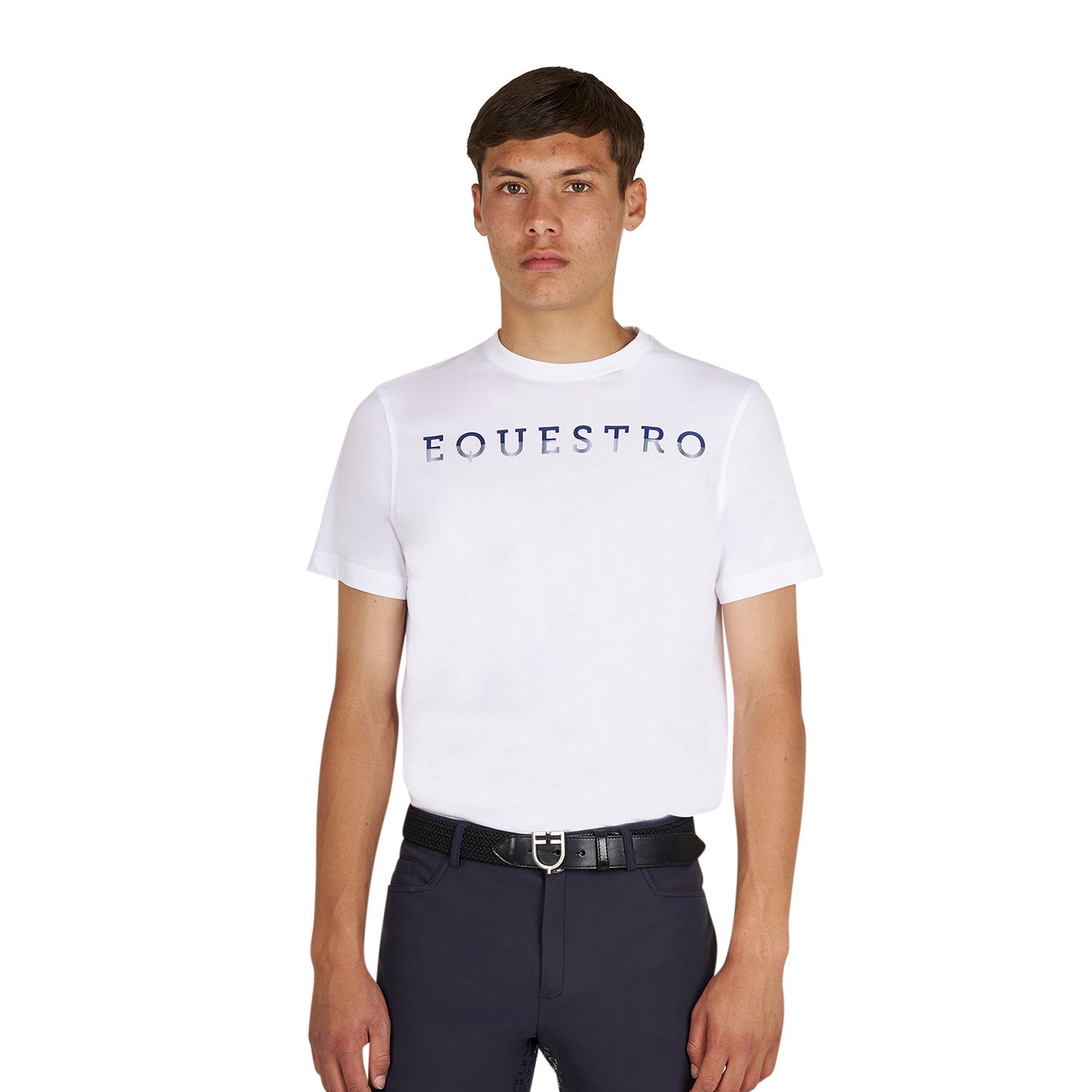 Equestro T Shirt Basic Uomo con Scritta Sul Petto