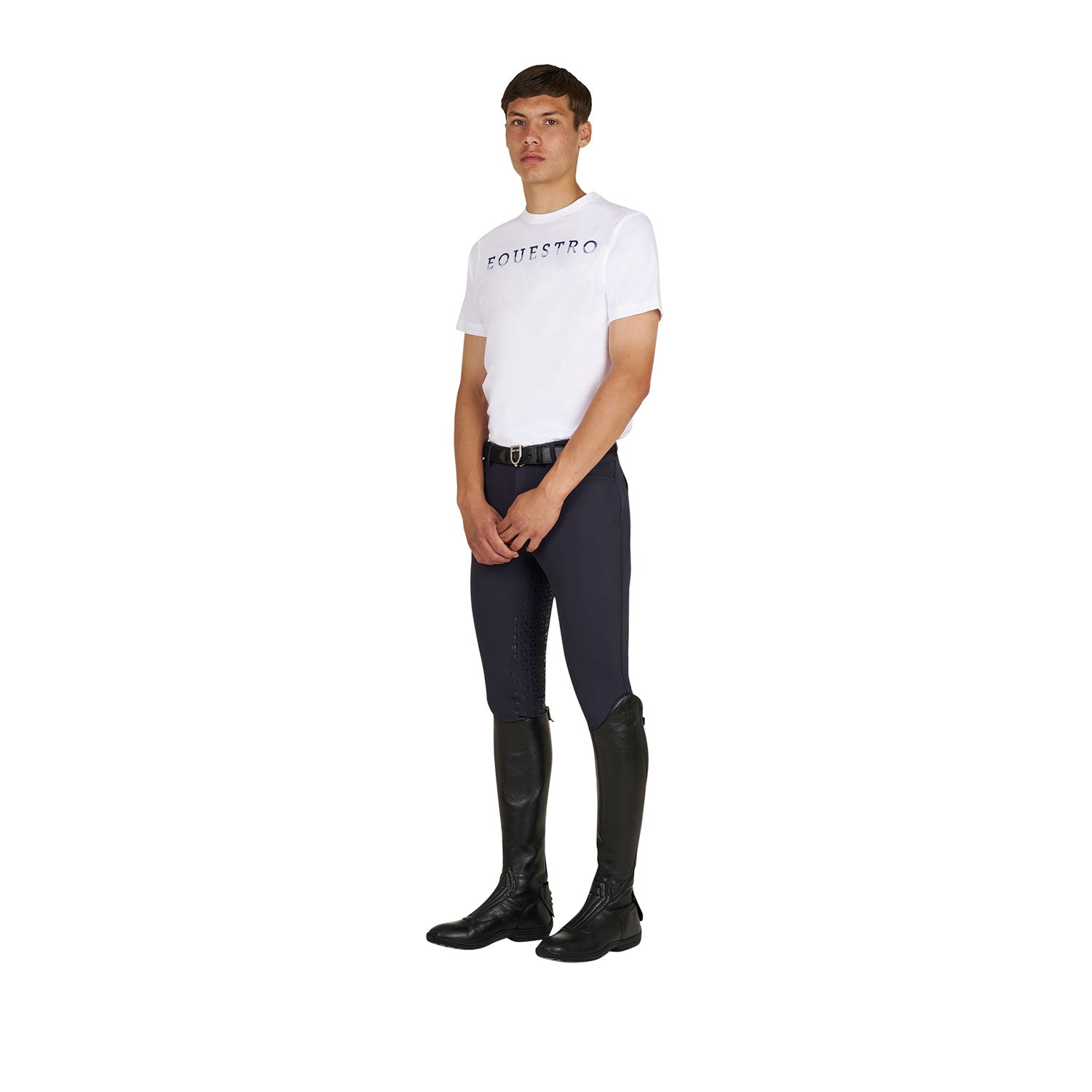 Equestro T Shirt Basic Uomo con Scritta Sul Petto