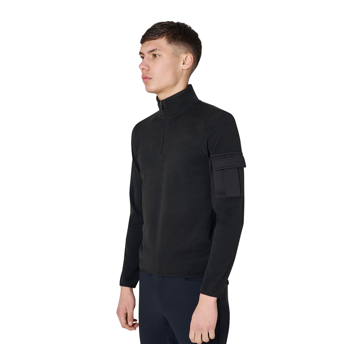 Equestro Felpa Uomo Collo Alto in Pile con Zip a 3/4