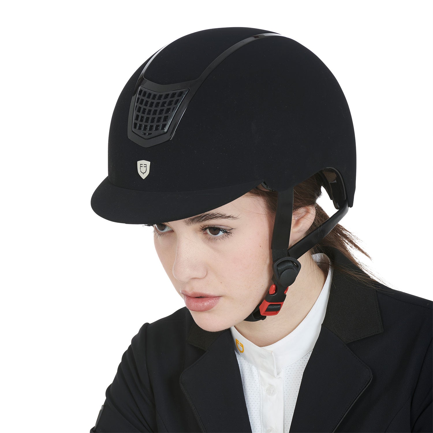 Cap equestro unisex in vellutino con frame Colorato
