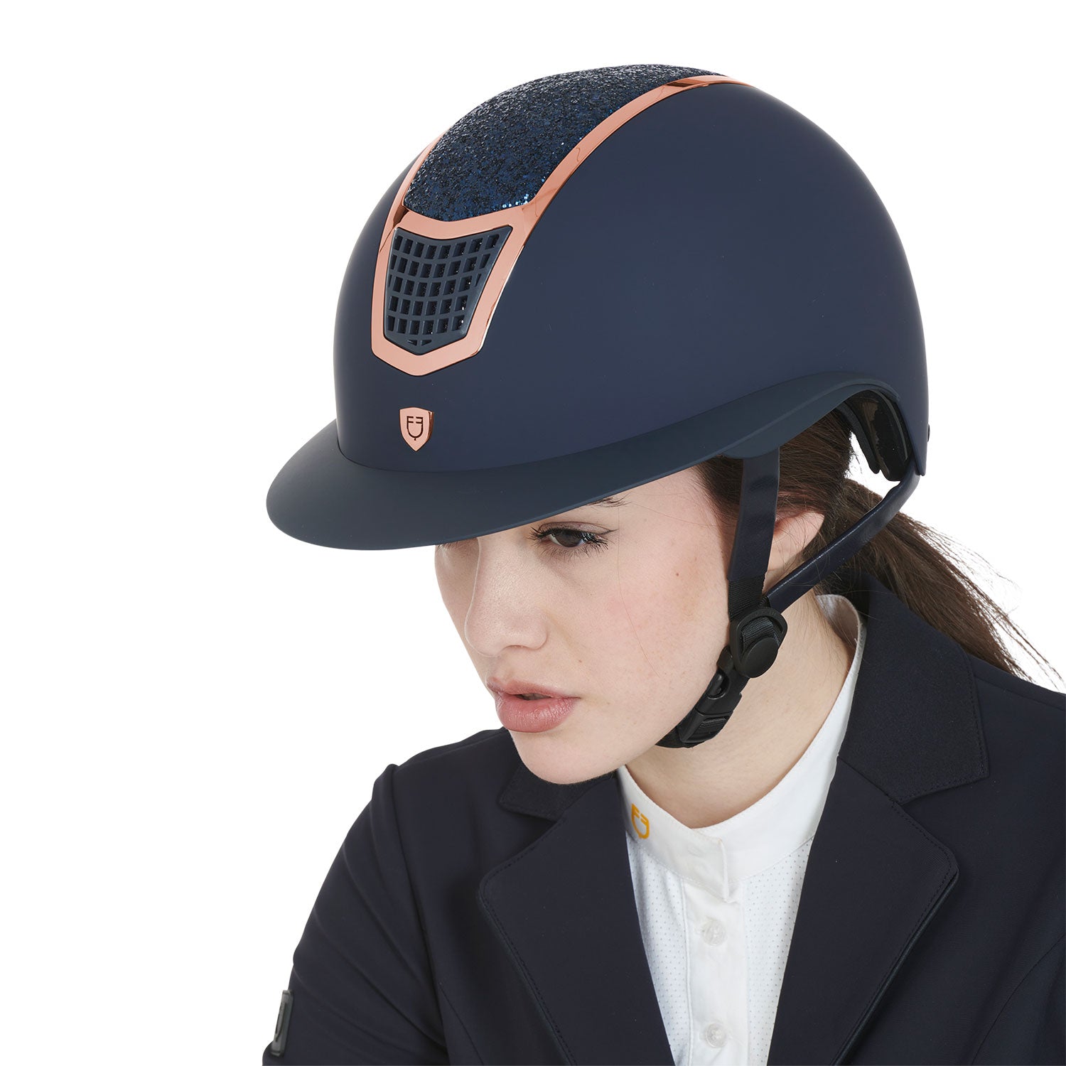 Equestro Cap con Brillantini e Visiera Larga Omologazione En