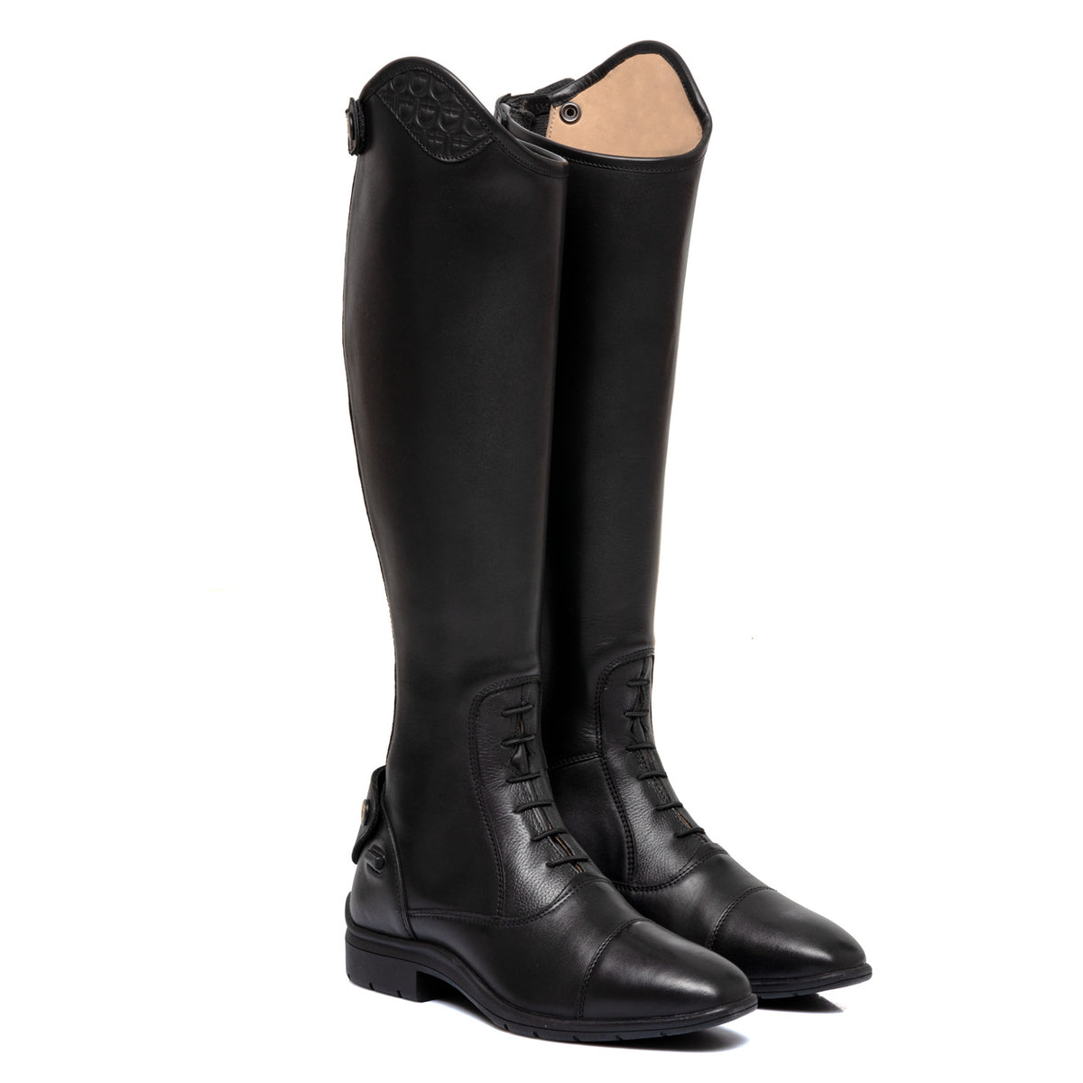 Equestro Stivali Unisex con Lacci e Inserto Multilogo
