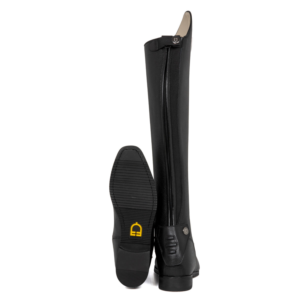 Equestro Stivali Unisex in Pelle di Vitello Zip Posteriore
