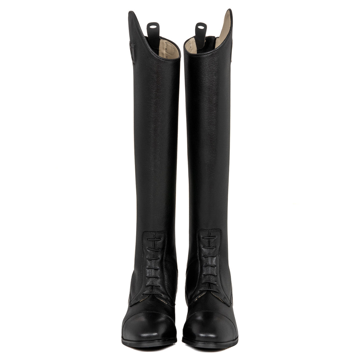 Equestro Stivali Unisex in Pelle di Vitello con Laccetti Frontali