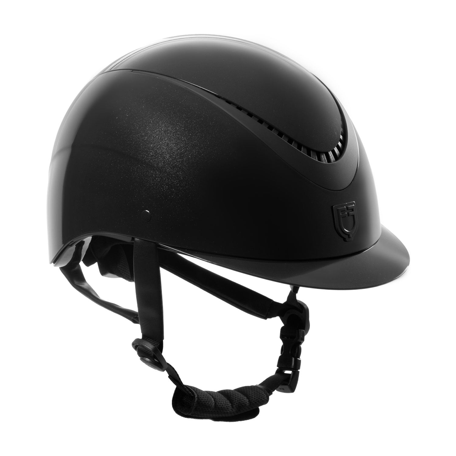 Equestro Cap Lucido Cinturino Ecopelle e Visiera Stretta Omologazione En