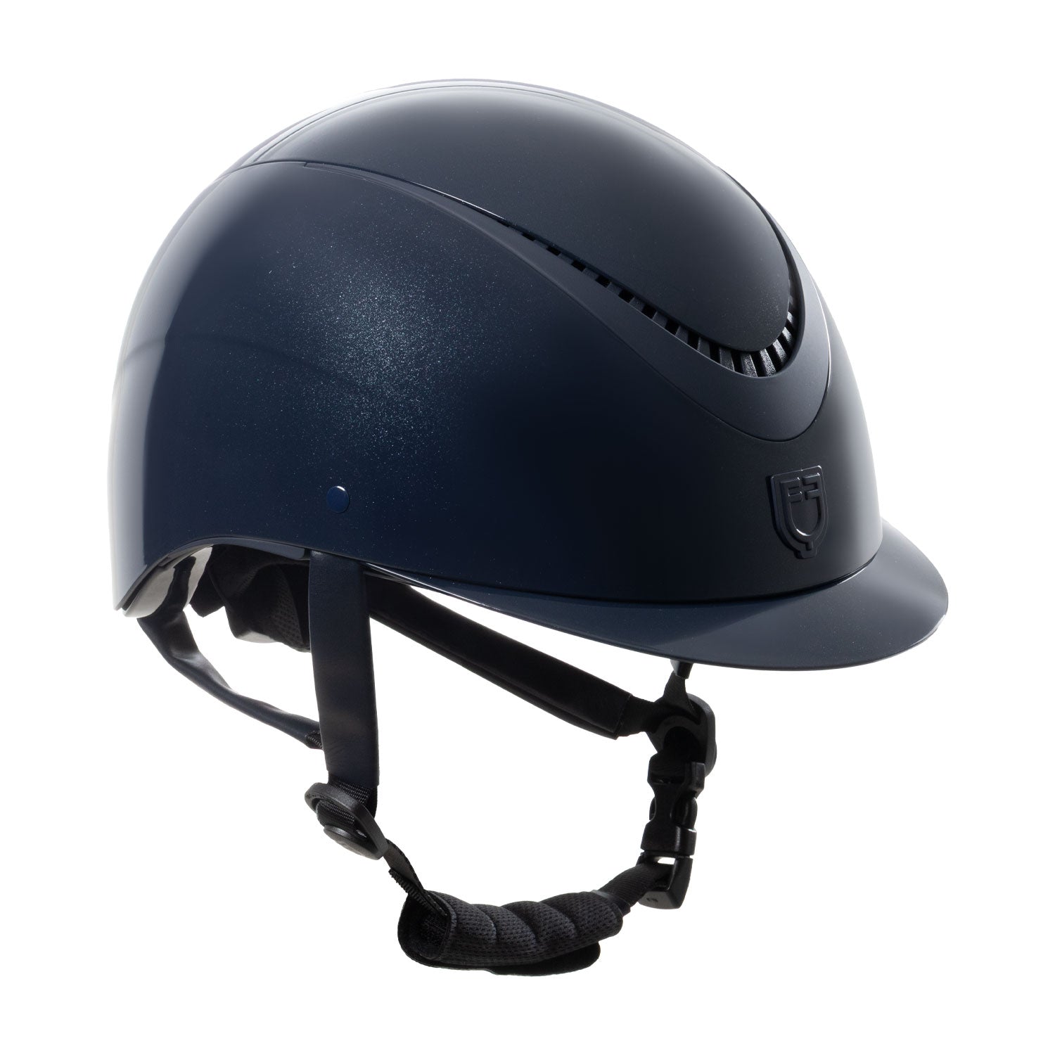 Equestro Cap Lucido Cinturino Ecopelle e Visiera Stretta Omologazione En