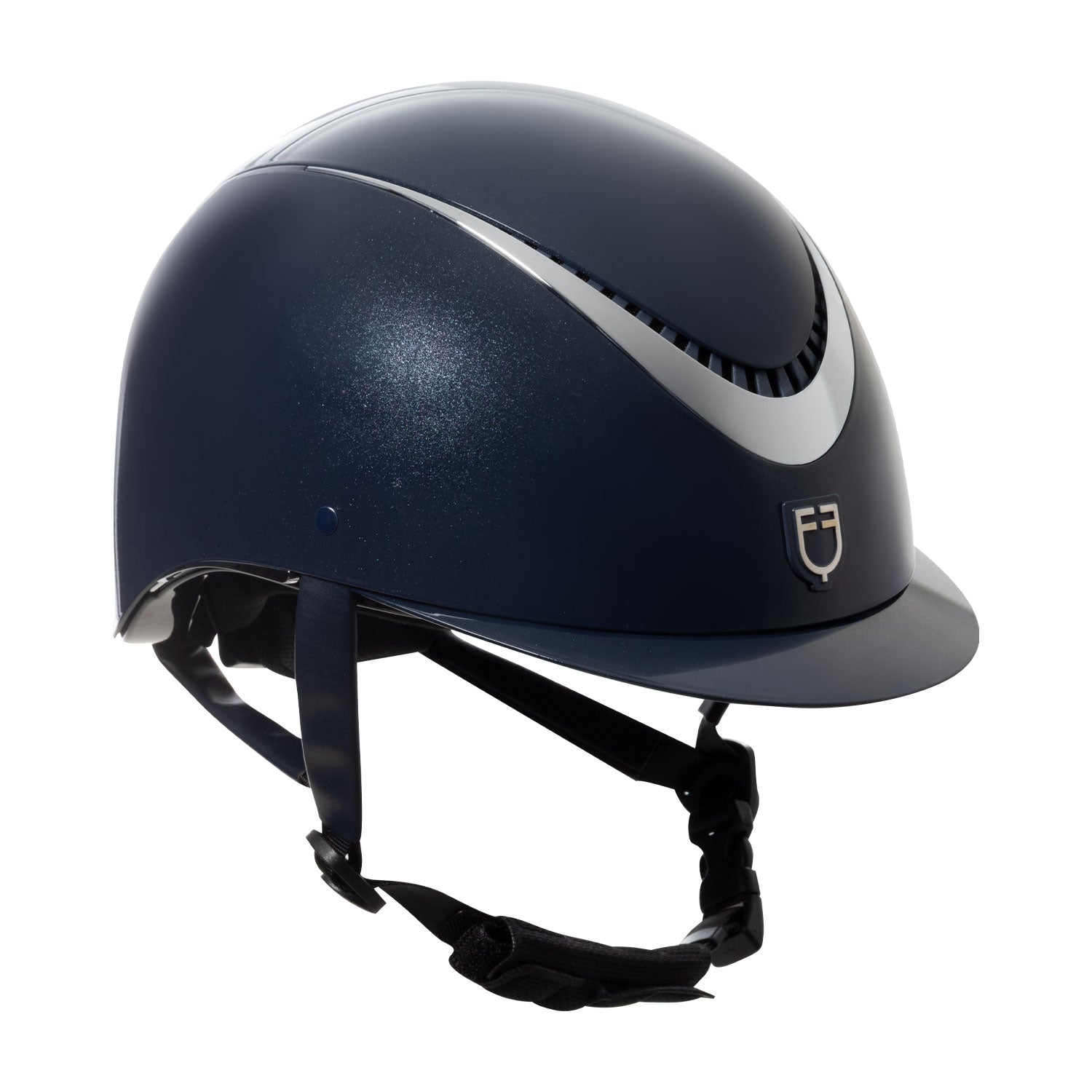 Equestro Cap Lucido Cinturino Ecopelle e Visiera Stretta Omologazione En