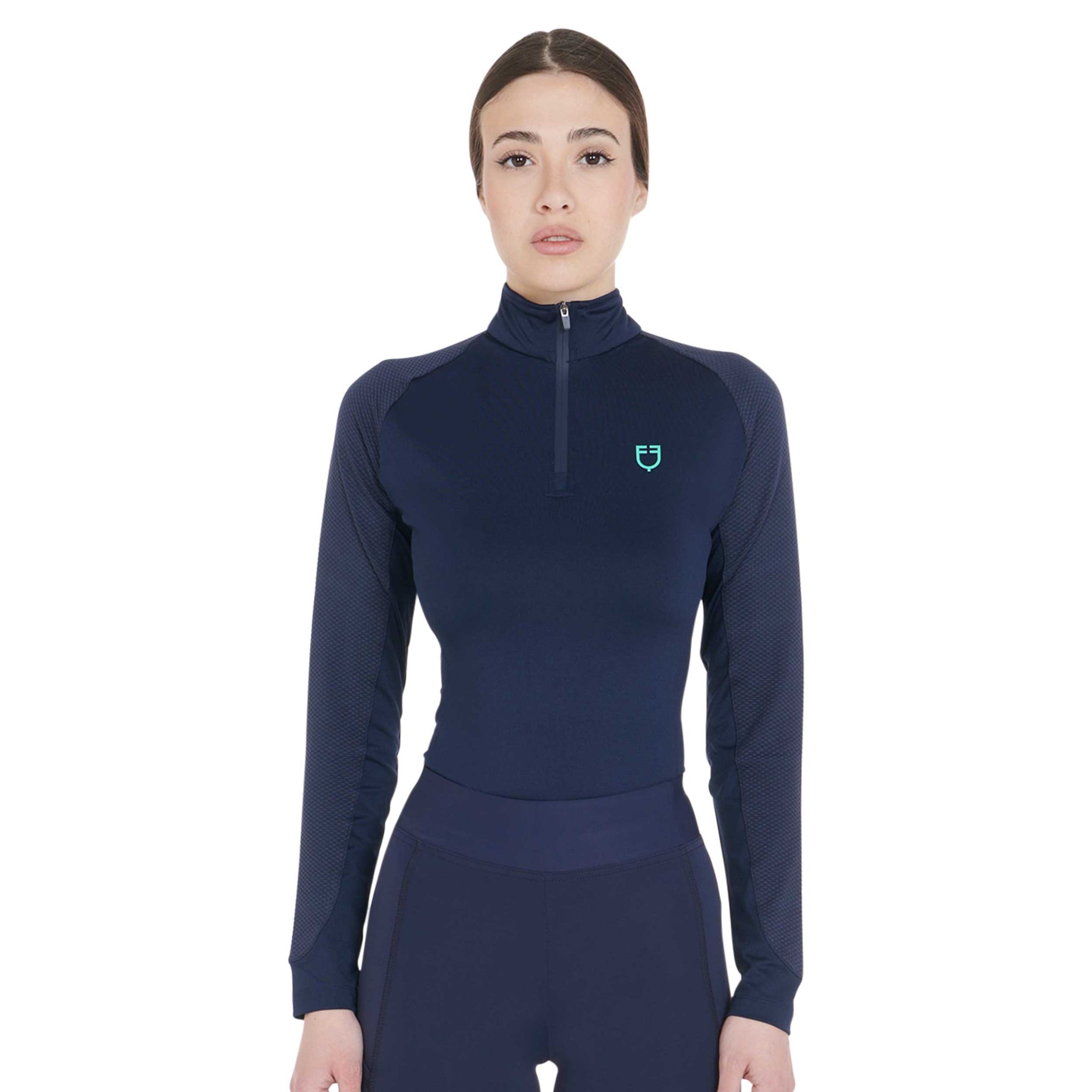 Base layer donna slim fit in tessuto tecnico Scuderia Equestro Blu Navy